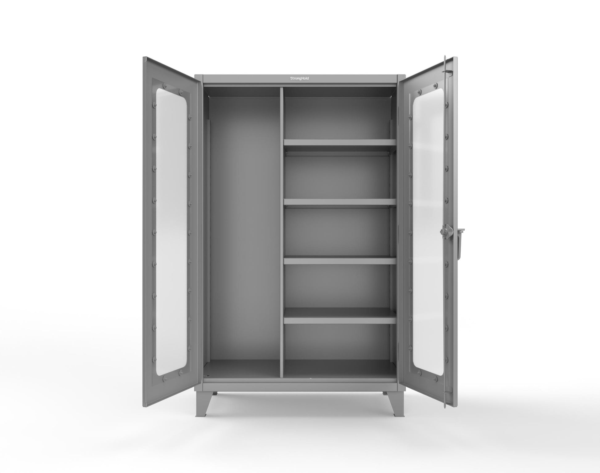 Extreme Duty 12 GA Clear View Janitorial Cabinet with 4 Shelves - 48 In. W x 24 In. D x 78 In. H - 46-LD-BC-244-7037