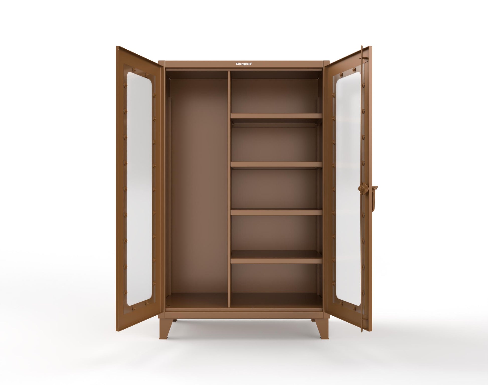 Extreme Duty 12 GA Clear View Janitorial Cabinet with 4 Shelves - 48 In. W x 24 In. D x 78 In. H - 46-LD-BC-244-8008