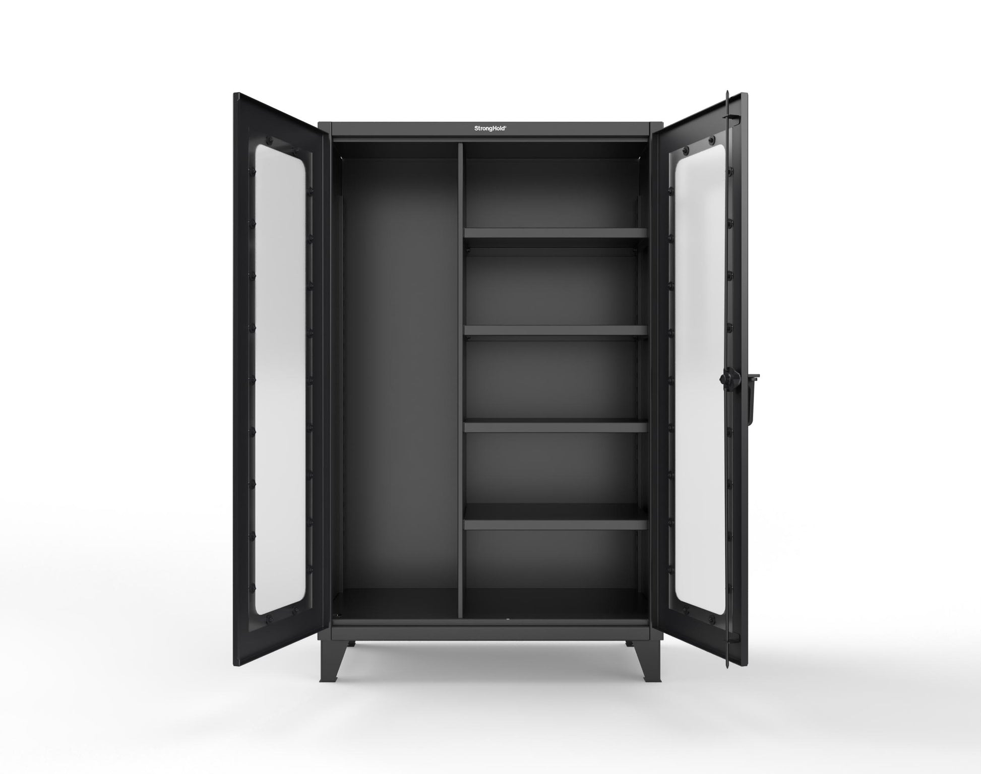 Extreme Duty 12 GA Clear View Janitorial Cabinet with 4 Shelves - 48 In. W x 24 In. D x 78 In. H - 46-LD-BC-244-9005