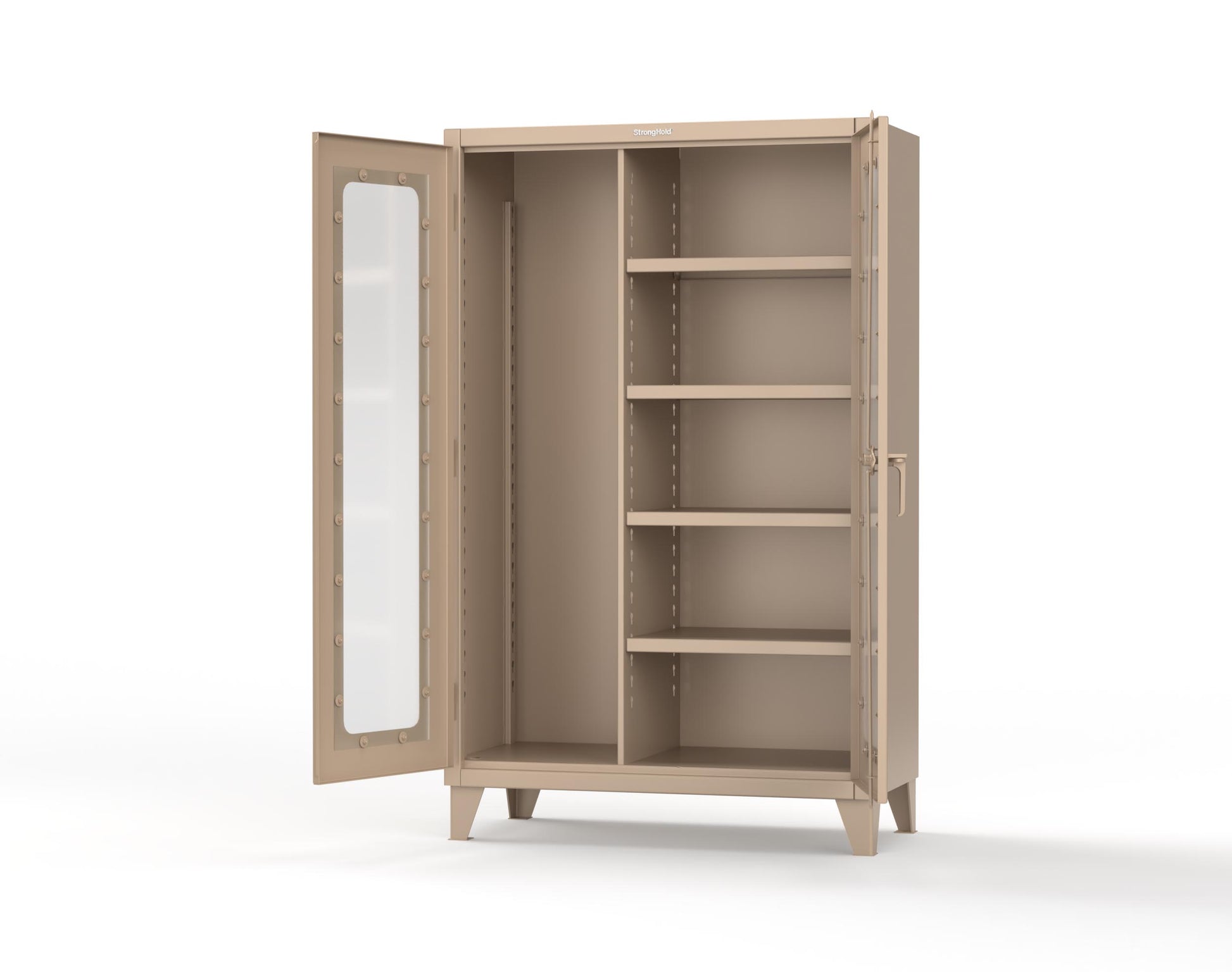 Extreme Duty 12 GA Clear View Janitorial Cabinet with 4 Shelves - 48 In. W x 24 In. D x 78 In. H - 46-LD-BC-244-1019