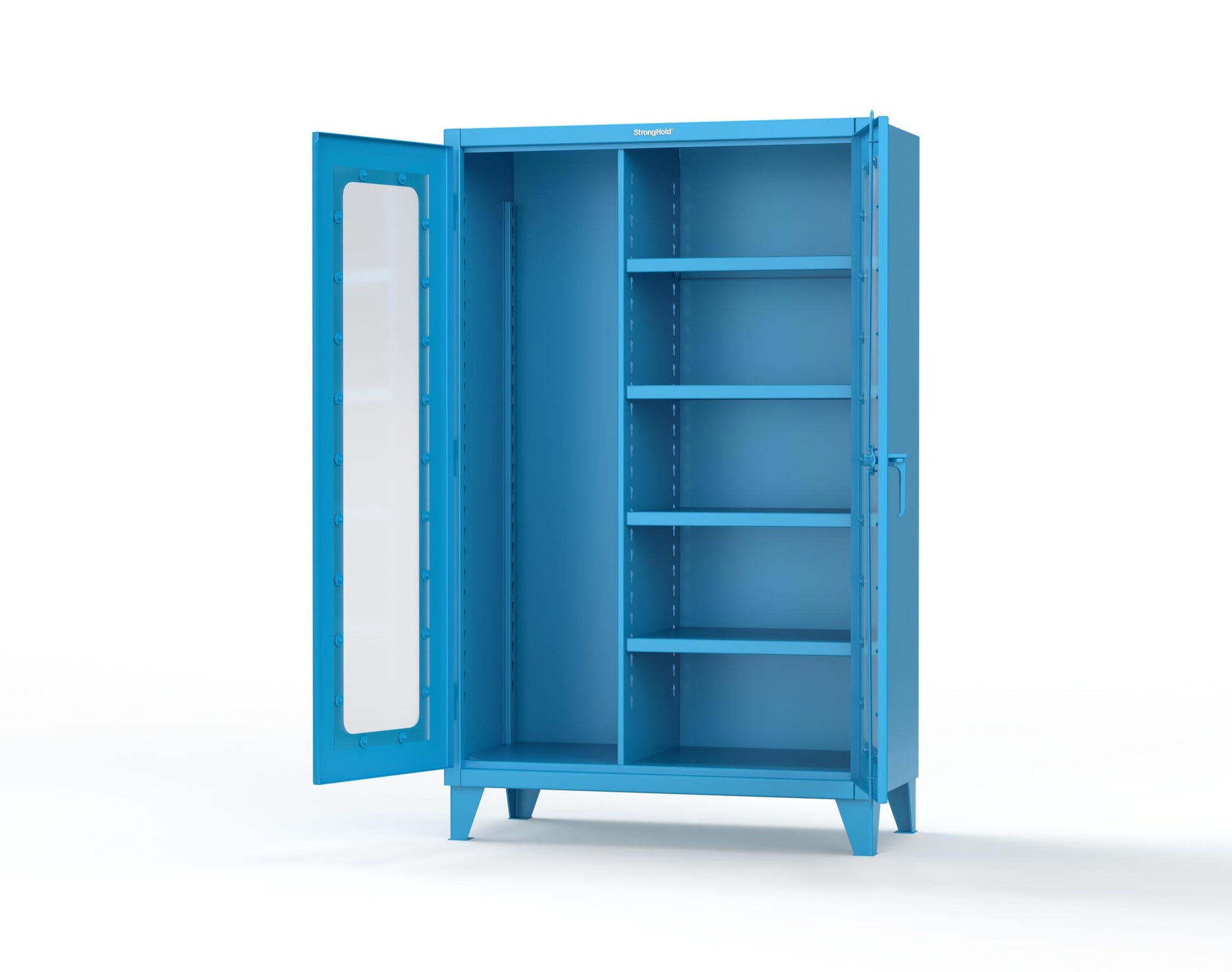 Extreme Duty 12 GA Clear View Janitorial Cabinet with 4 Shelves - 48 In. W x 24 In. D x 78 In. H - 46-LD-BC-244-5012