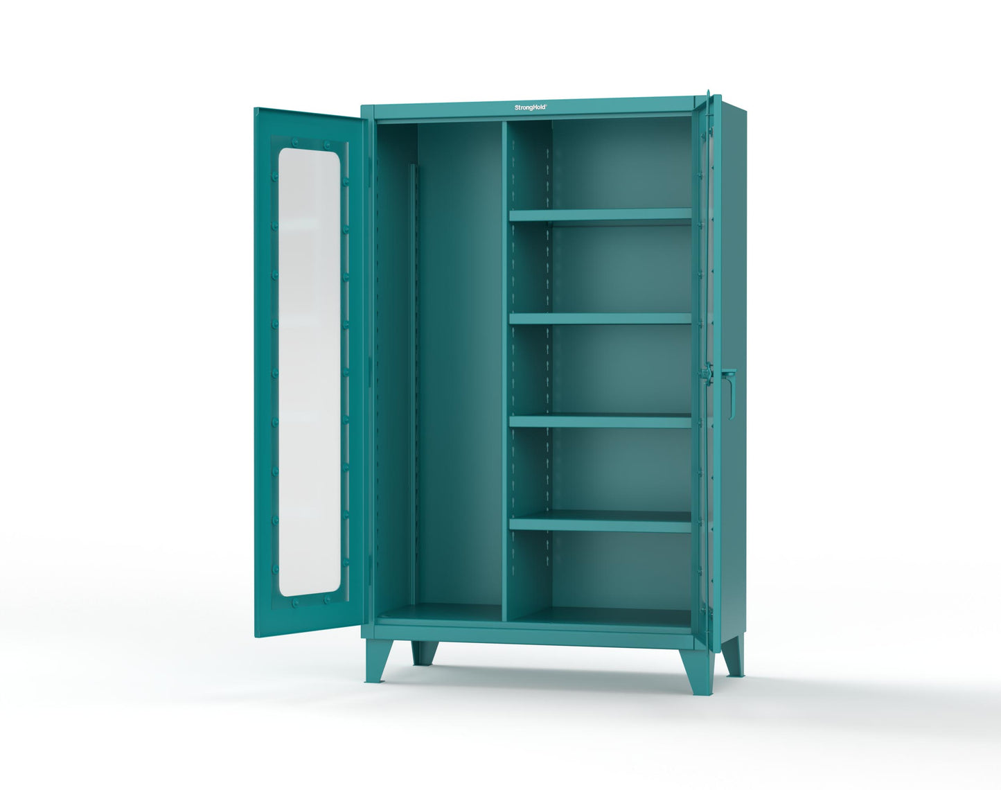 Extreme Duty 12 GA Clear View Janitorial Cabinet with 4 Shelves - 48 In. W x 24 In. D x 78 In. H - 46-LD-BC-244-5021