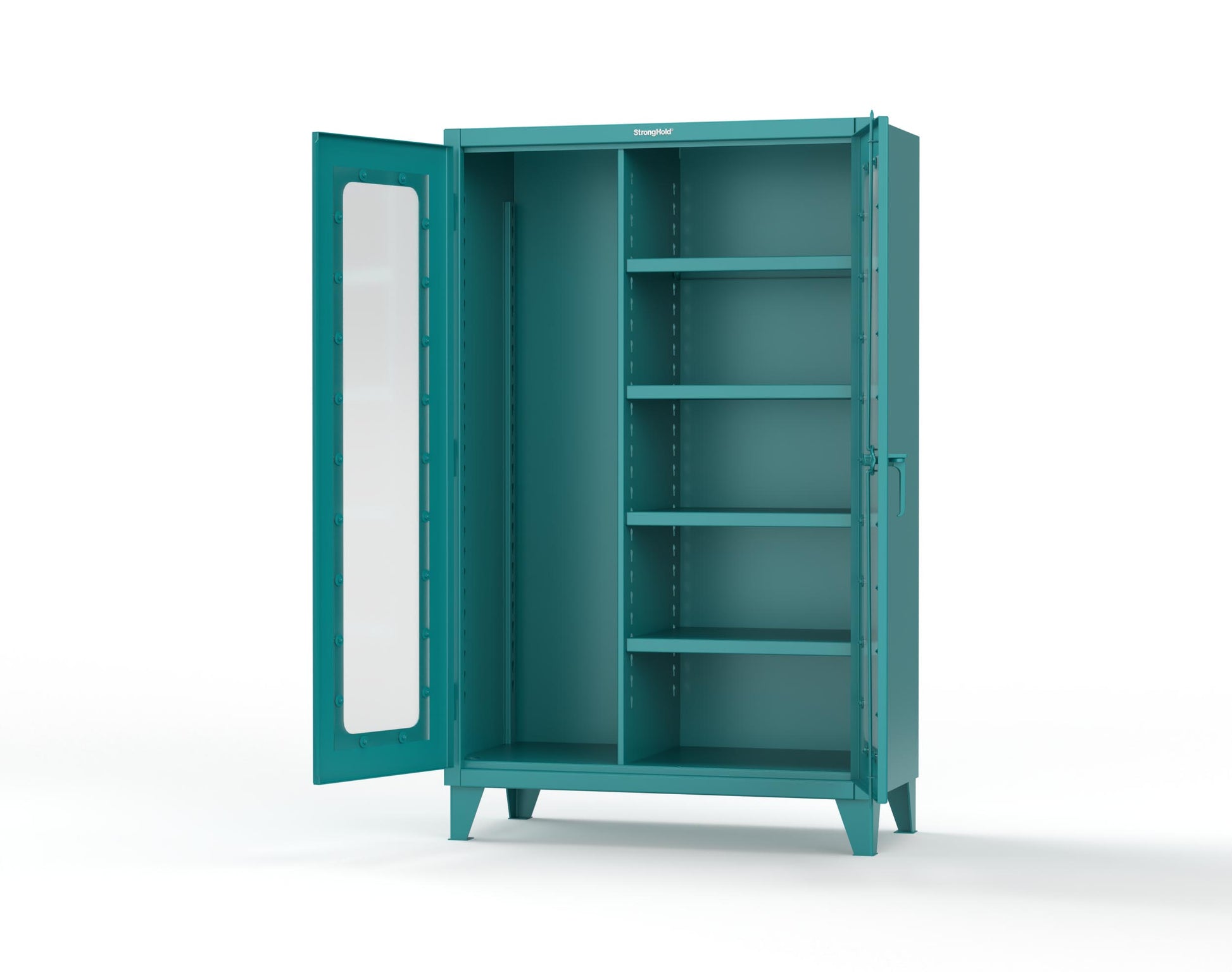 Extreme Duty 12 GA Clear View Janitorial Cabinet with 4 Shelves - 48 In. W x 24 In. D x 78 In. H - 46-LD-BC-244-5021