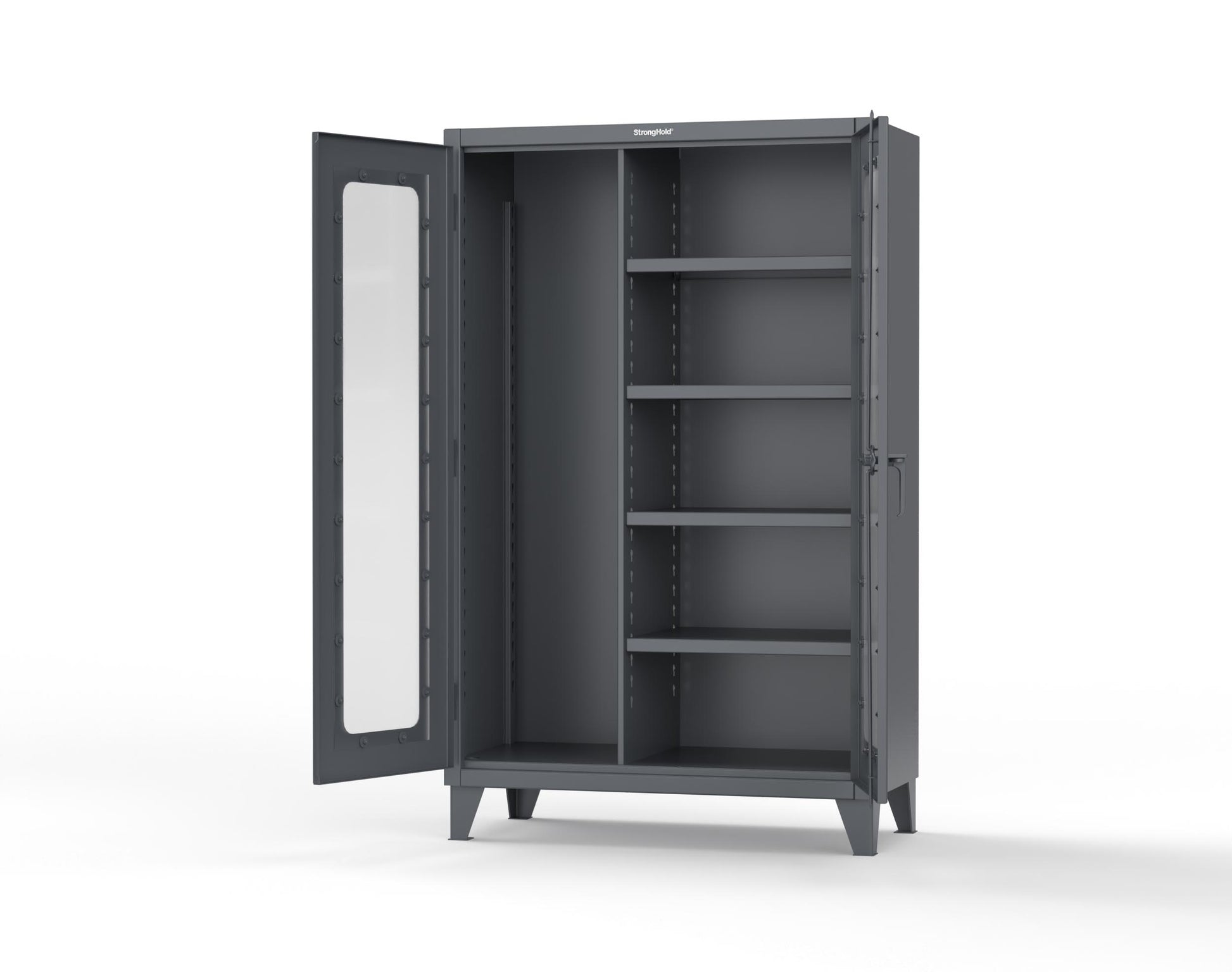 Extreme Duty 12 GA Clear View Janitorial Cabinet with 4 Shelves - 48 In. W x 24 In. D x 78 In. H - 46-LD-BC-244-7024