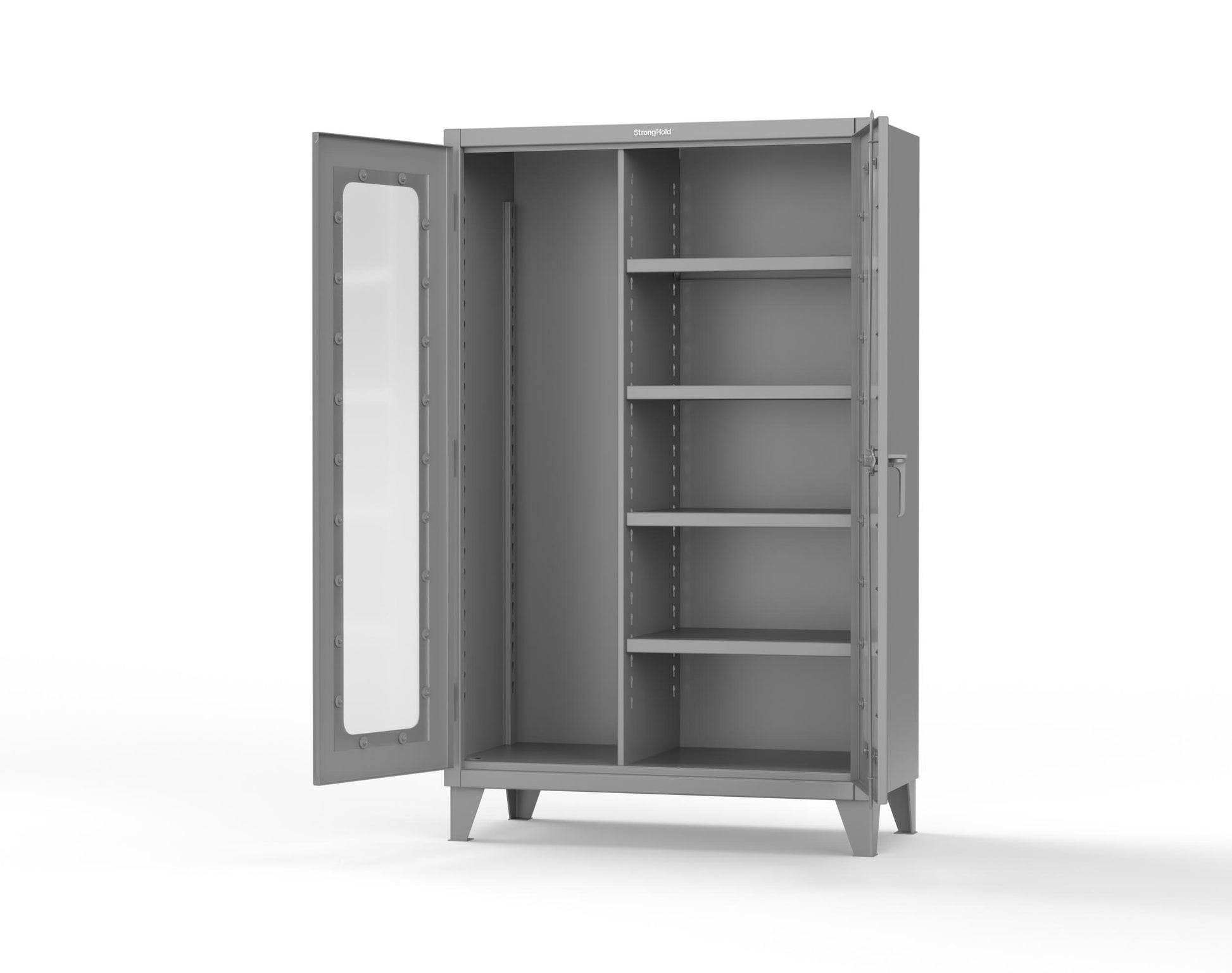 Extreme Duty 12 GA Clear View Janitorial Cabinet with 4 Shelves - 48 In. W x 24 In. D x 78 In. H - 46-LD-BC-244-7037