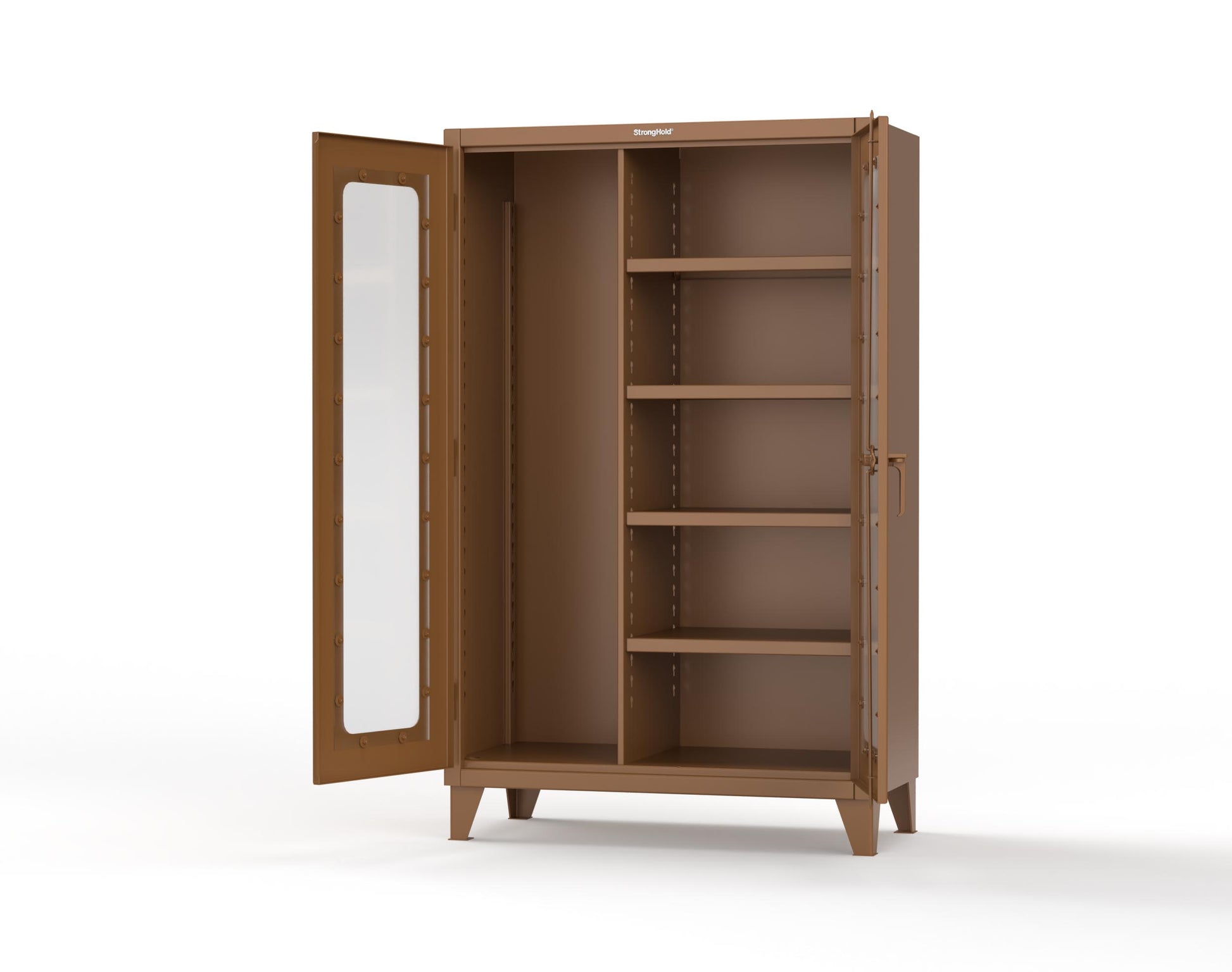 Extreme Duty 12 GA Clear View Janitorial Cabinet with 4 Shelves - 48 In. W x 24 In. D x 78 In. H - 46-LD-BC-244-8008