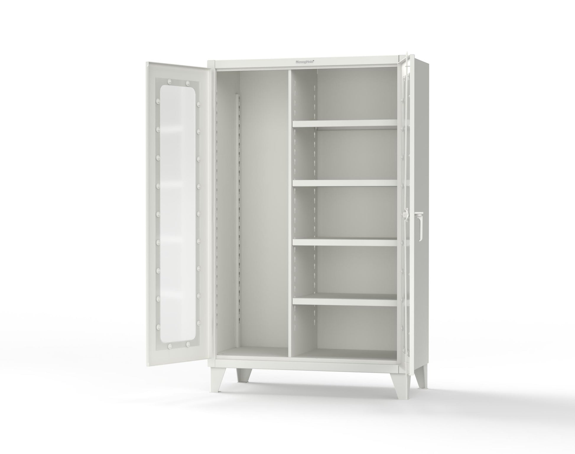 Extreme Duty 12 GA Clear View Janitorial Cabinet with 4 Shelves - 48 In. W x 24 In. D x 78 In. H - 46-LD-BC-244-9003