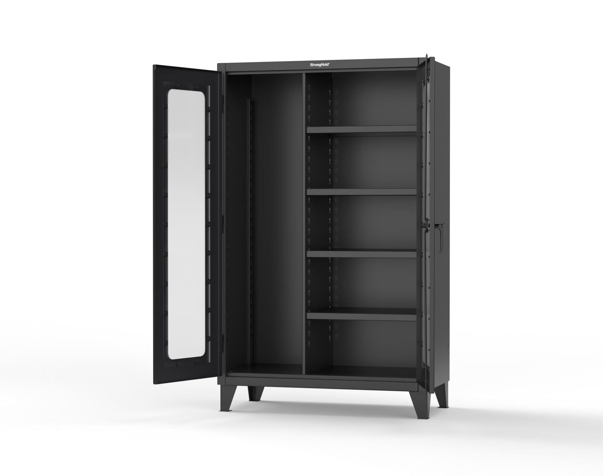 Extreme Duty 12 GA Clear View Janitorial Cabinet with 4 Shelves - 48 In. W x 24 In. D x 78 In. H - 46-LD-BC-244-9005