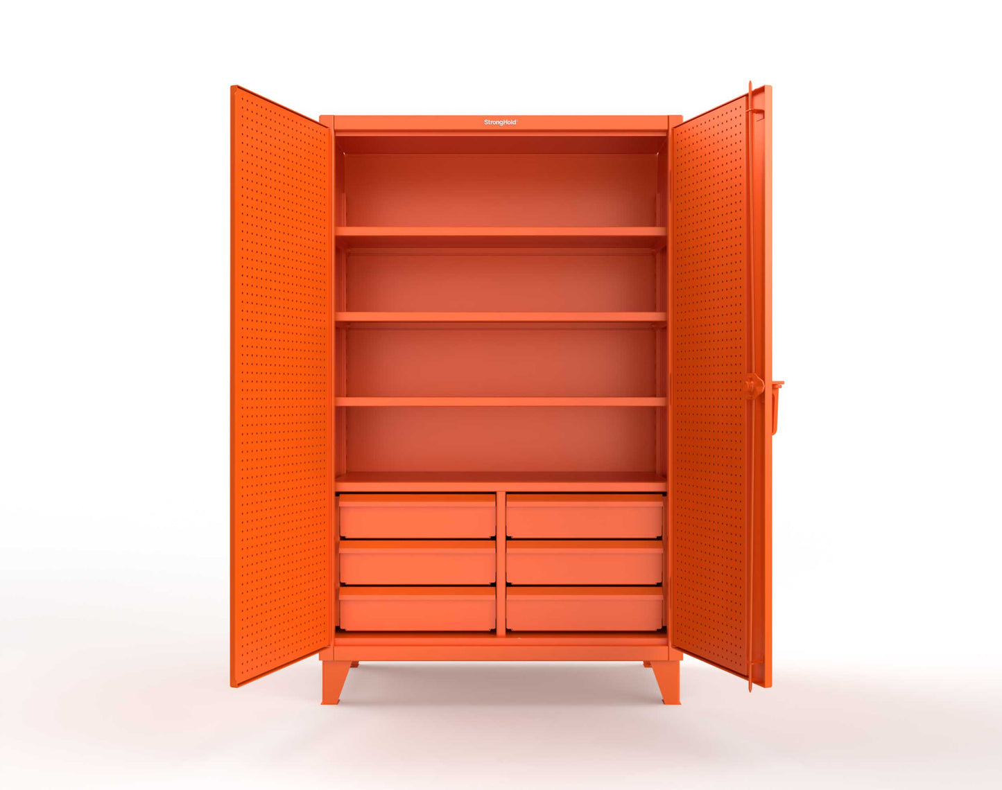 Extreme Duty 12 GA Cabinet with 4 Slide-Out Shelves, 6 Half-Width Drawers with Dividers - 48 In. W x 24 In. D x 78 In. H - 46-PB-244SOS-6/5DBPH-2009