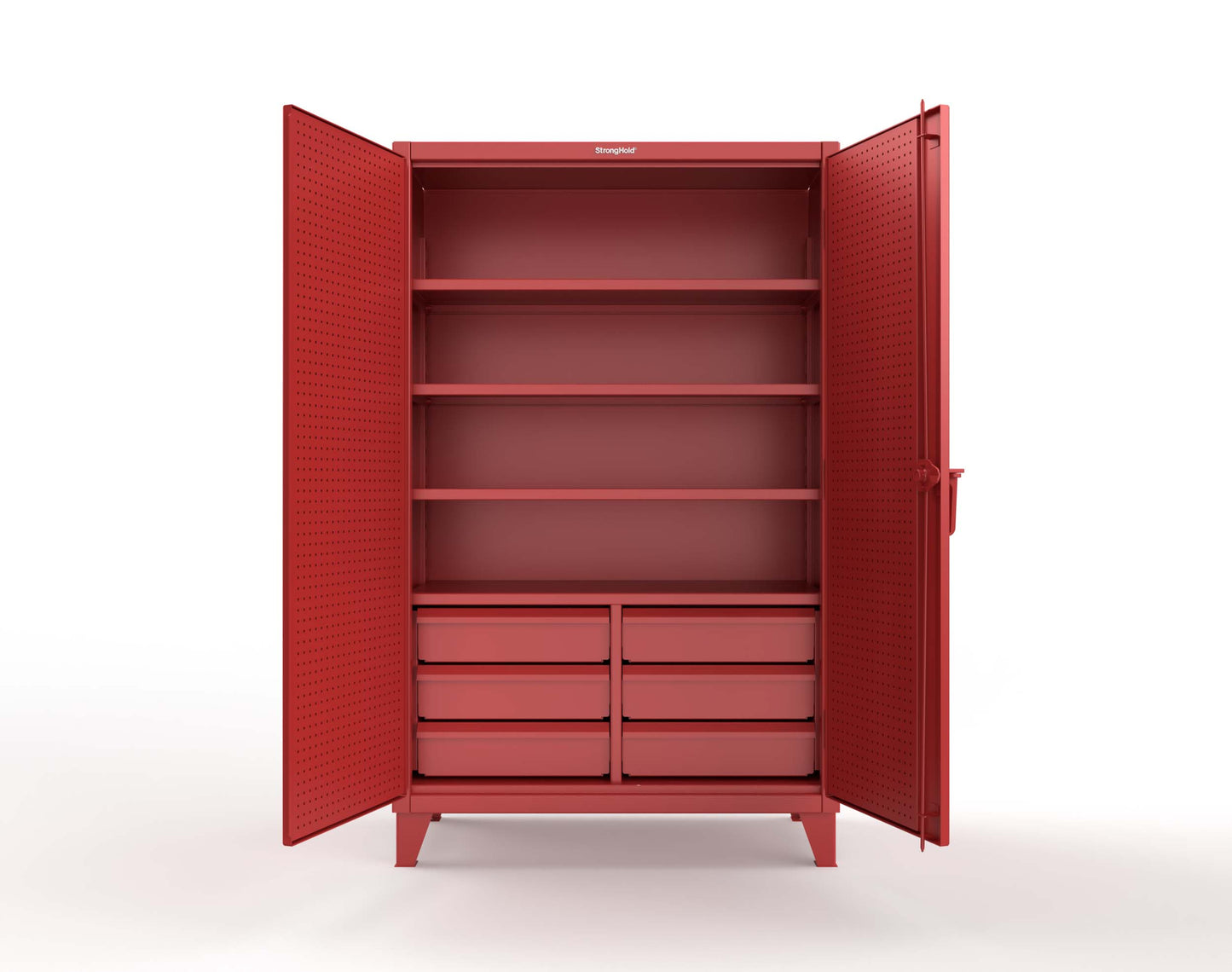 Extreme Duty 12 GA Cabinet with 4 Slide-Out Shelves, 6 Half-Width Drawers with Dividers - 48 In. W x 24 In. D x 78 In. H - 46-PB-244SOS-6/5DBPH-3001