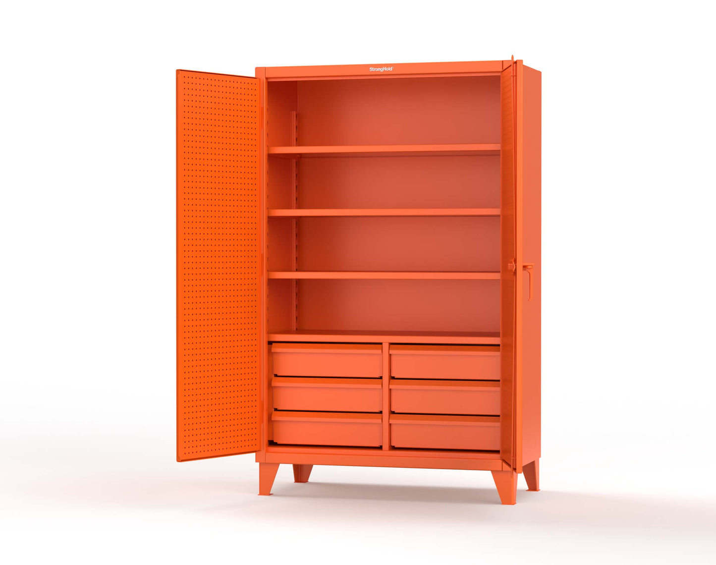 Extreme Duty 12 GA Cabinet with 4 Slide-Out Shelves, 6 Half-Width Drawers with Dividers - 48 In. W x 24 In. D x 78 In. H - 46-PB-244SOS-6/5DBPH-2009