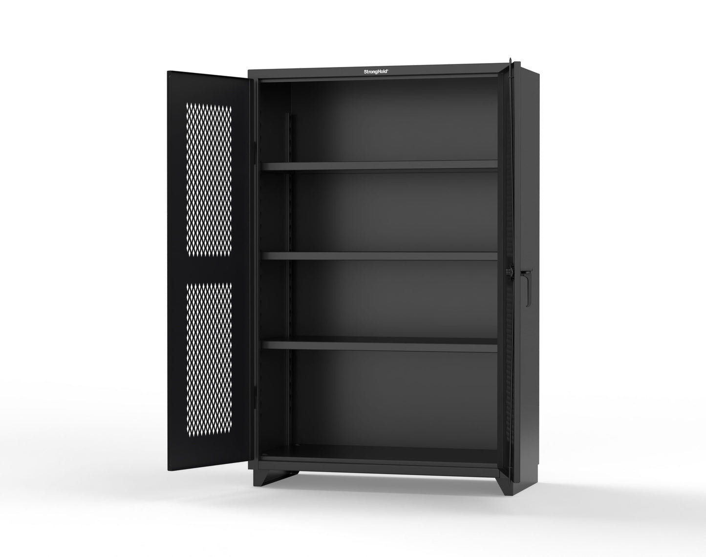 Extra Heavy Duty 14 GA Cabinet with Ventilated (Diamond) Doors - 48 In. W x 24 In. D x 75 In. H - 46-V-243-L-9005