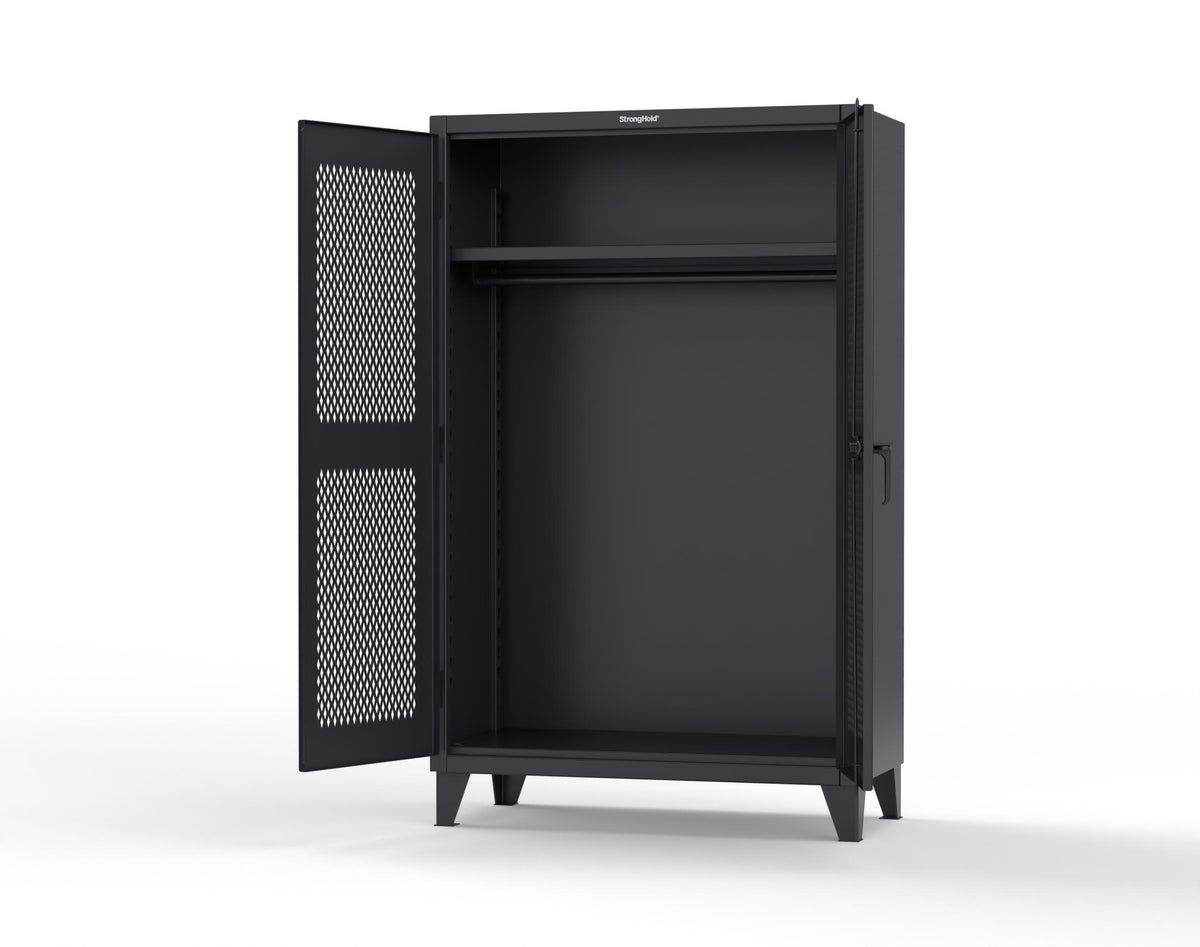 Extreme Duty 12 GA Uniform Ventilated (Diamond) Cabinet with Hanger Rod, 1 Shelf - 48 In. W x 24 In. D x 78 In. H - 46-V-WR-241-9005