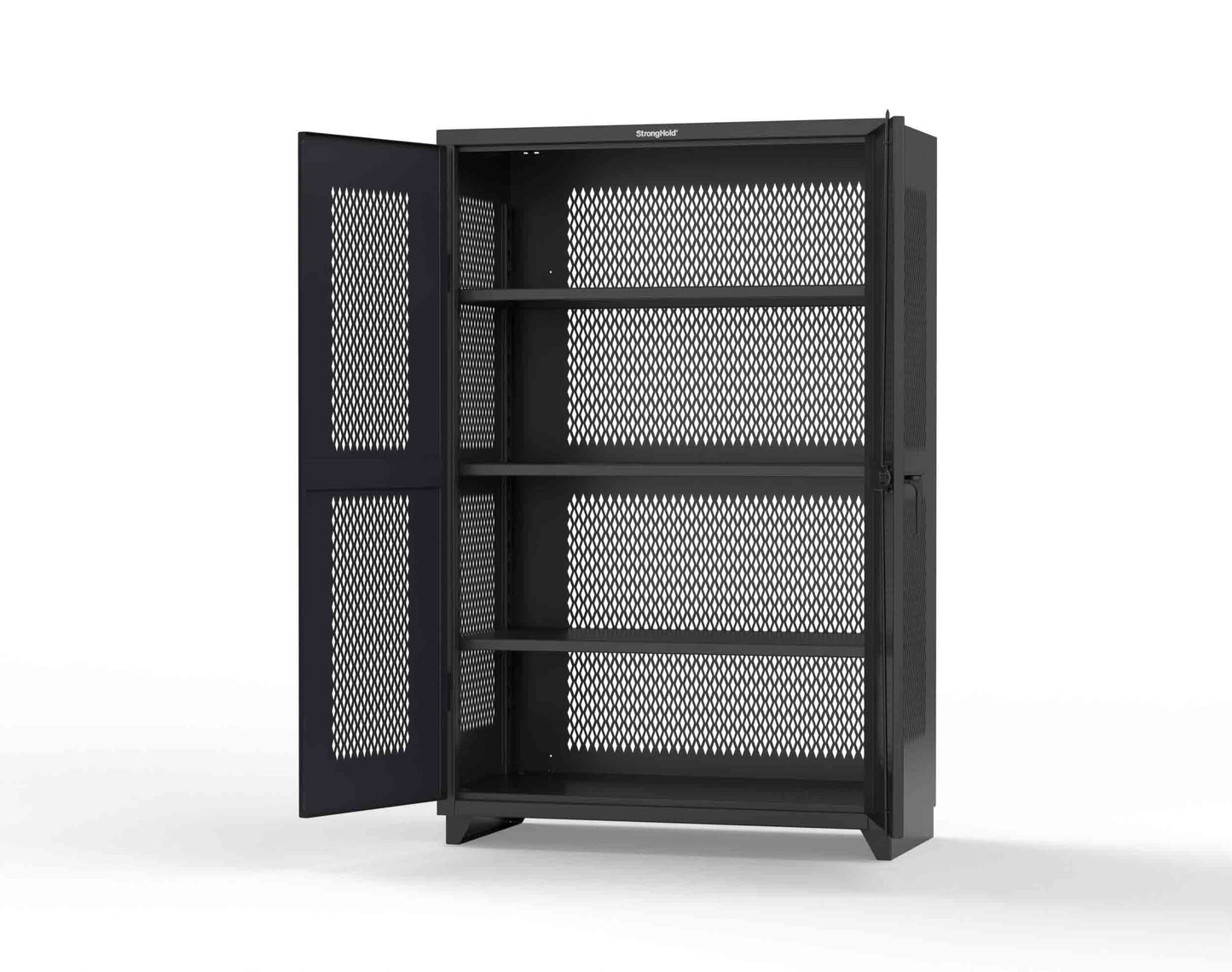Extra Heavy Duty 14 GA Fully-Ventilated Cabinet with 3 Shelves - 48 In. W x 24 In. D x 75 In. H - 46-VBS-243-L-9005