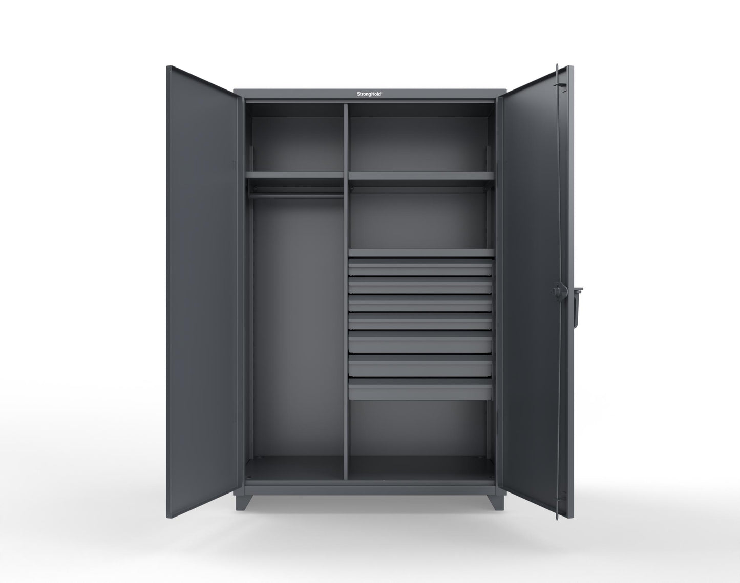 Extra Heavy Duty 14 GA Uniform Cabinet with 7 Drawers, 3 Shelves - 48 In. W x 24 In. D x 75 In. H - 46-W-243-7DB-L-7024
