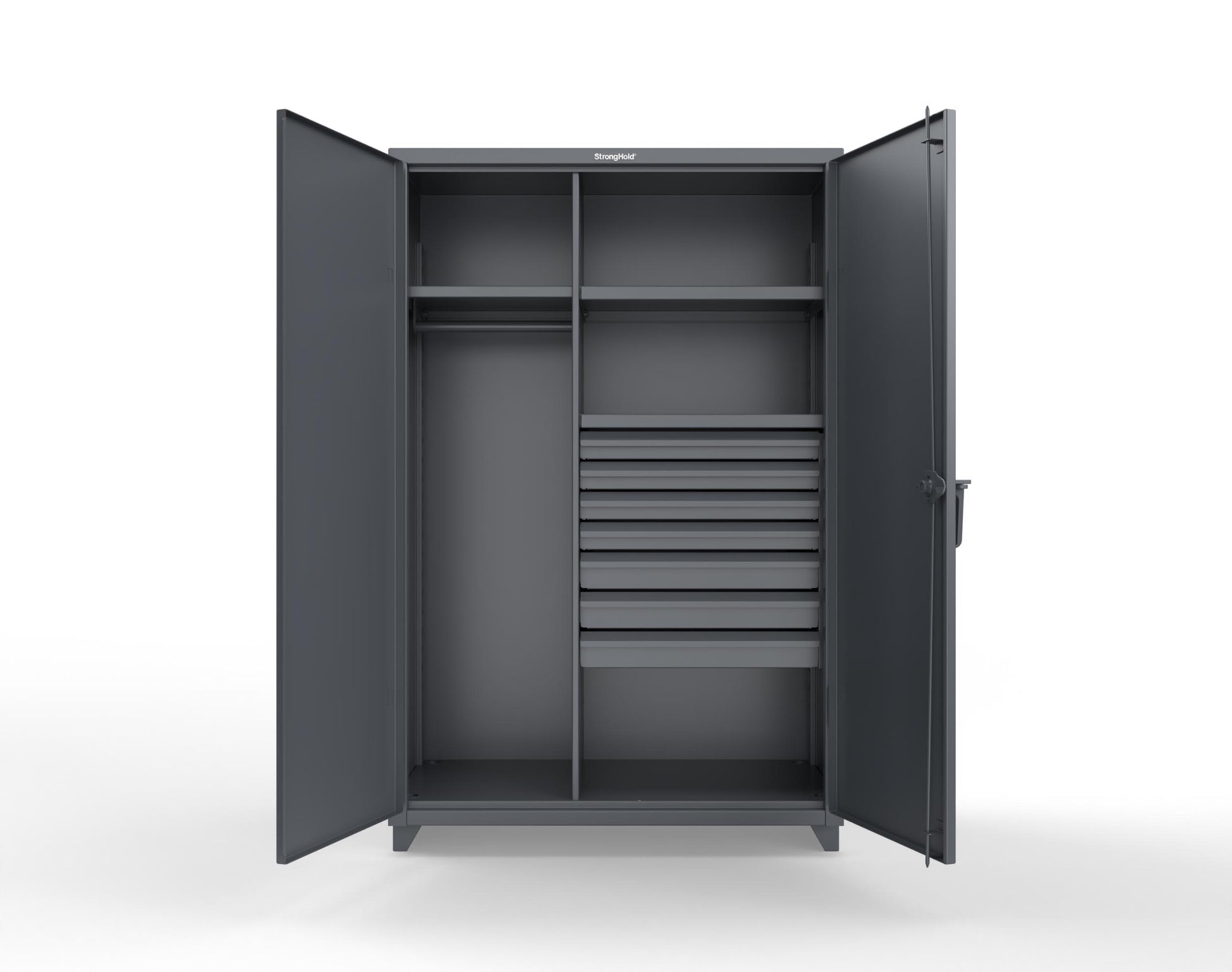 Extra Heavy Duty 14 GA Uniform Cabinet with 7 Drawers, 3 Shelves - 48 In. W x 24 In. D x 75 In. H - 46-W-243-7DB-L-7024