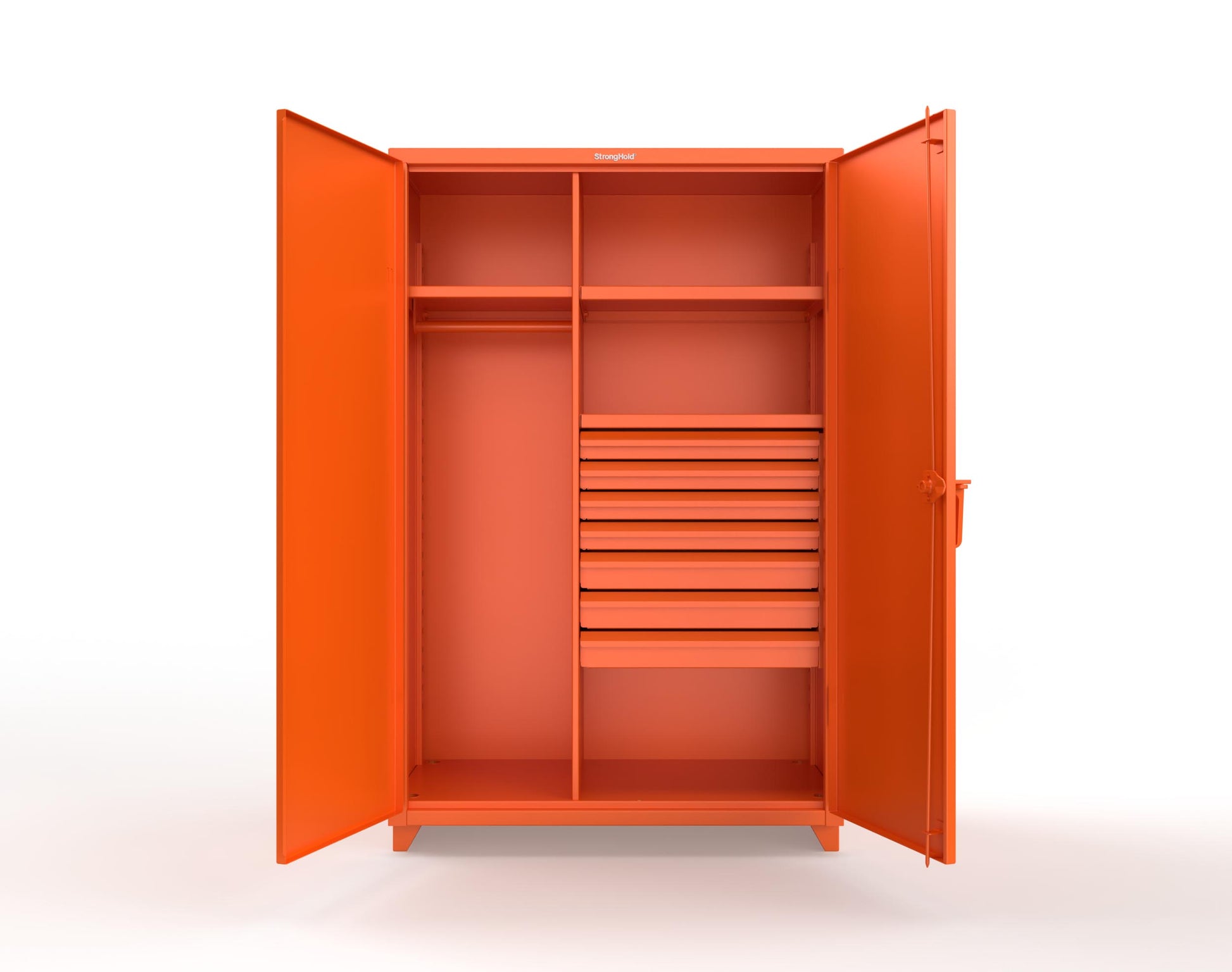 Extra Heavy Duty 14 GA Uniform Cabinet with 7 Drawers, 3 Shelves - 48 In. W x 24 In. D x 75 In. H - 46-W-243-7DB-L-2009