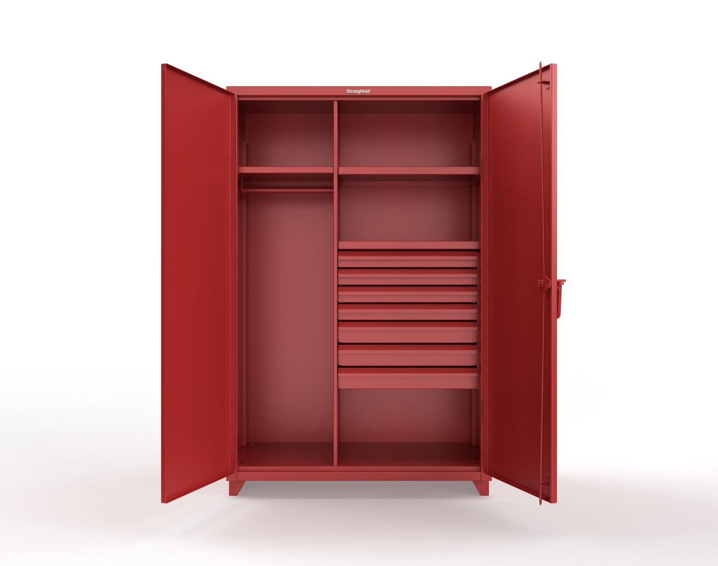 Extra Heavy Duty 14 GA Uniform Cabinet with 7 Drawers, 3 Shelves - 48 In. W x 24 In. D x 75 In. H - 46-W-243-7DB-L-3001