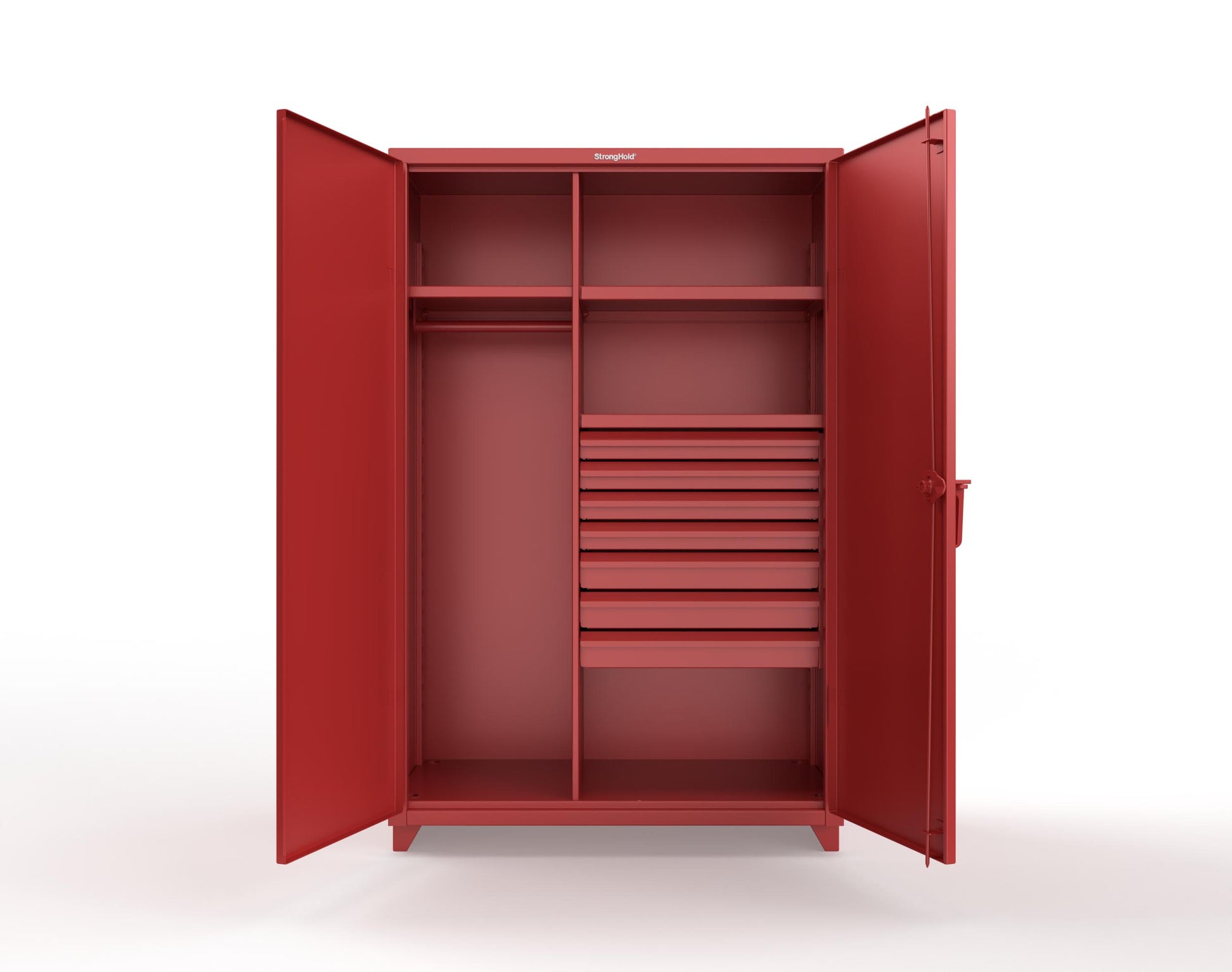 Extra Heavy Duty 14 GA Uniform Cabinet with 7 Drawers, 3 Shelves - 48 In. W x 24 In. D x 75 In. H - 46-W-243-7DB-L-3001