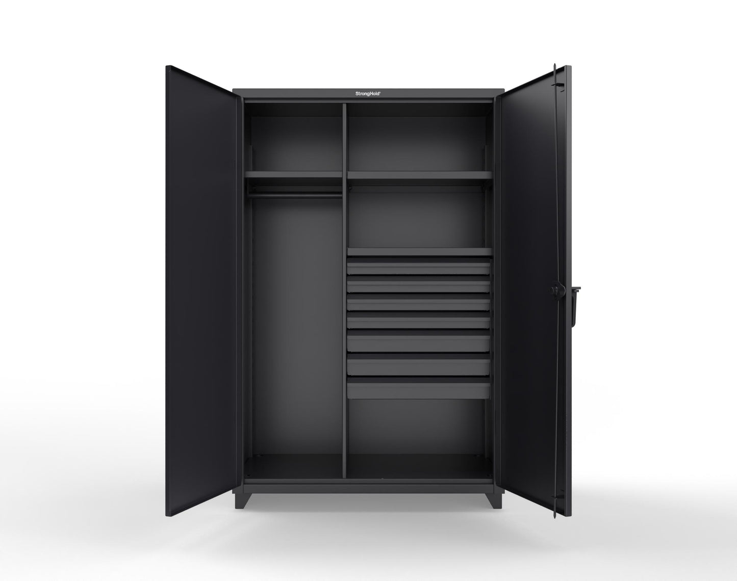 Extra Heavy Duty 14 GA Uniform Cabinet with 7 Drawers, 3 Shelves - 48 In. W x 24 In. D x 75 In. H - 46-W-243-7DB-L-9005