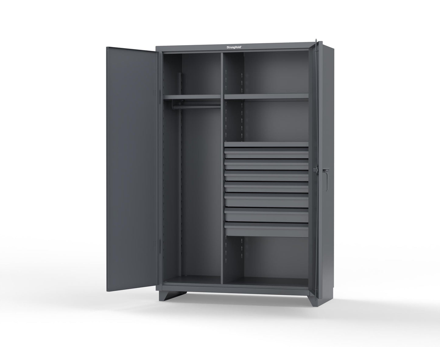 Extra Heavy Duty 14 GA Uniform Cabinet with 7 Drawers, 3 Shelves - 48 In. W x 24 In. D x 75 In. H - 46-W-243-7DB-L-7024
