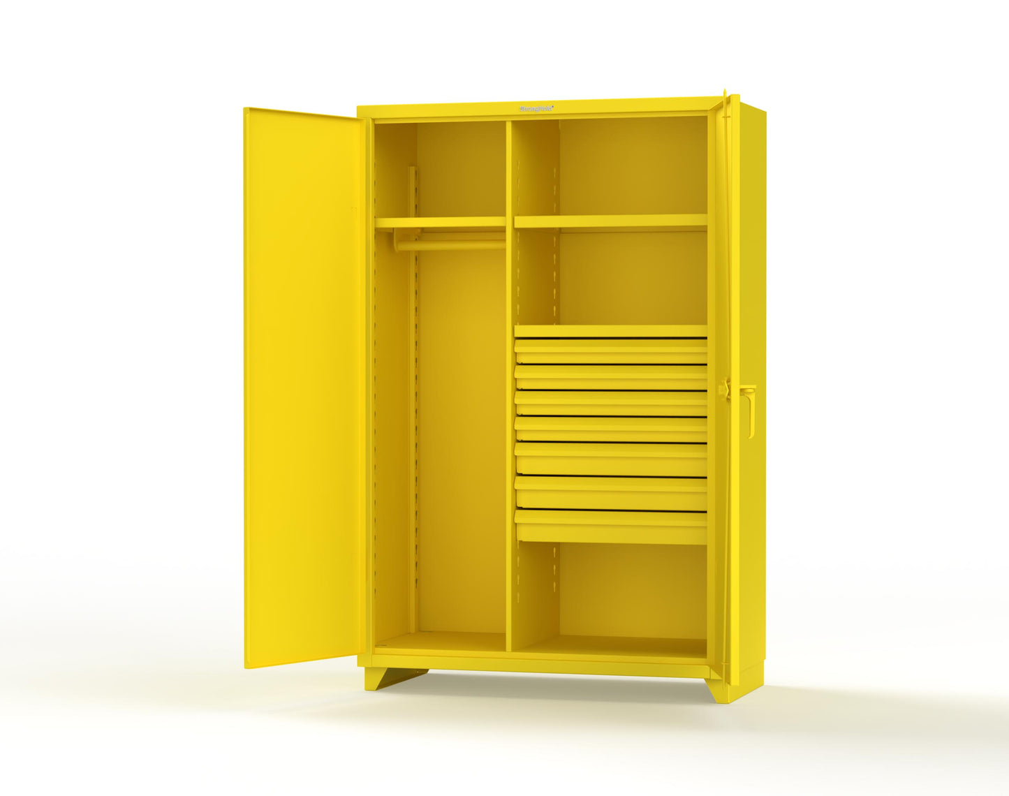 Extra Heavy Duty 14 GA Uniform Cabinet with 7 Drawers, 3 Shelves - 48 In. W x 24 In. D x 75 In. H - 46-W-243-7DB-L-1021