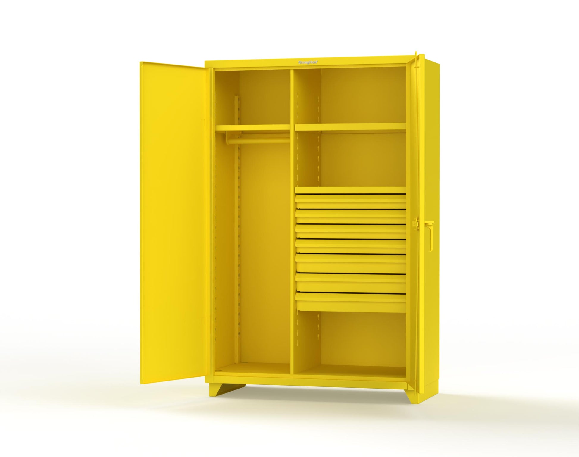 Extra Heavy Duty 14 GA Uniform Cabinet with 7 Drawers, 3 Shelves - 48 In. W x 24 In. D x 75 In. H - 46-W-243-7DB-L-1021