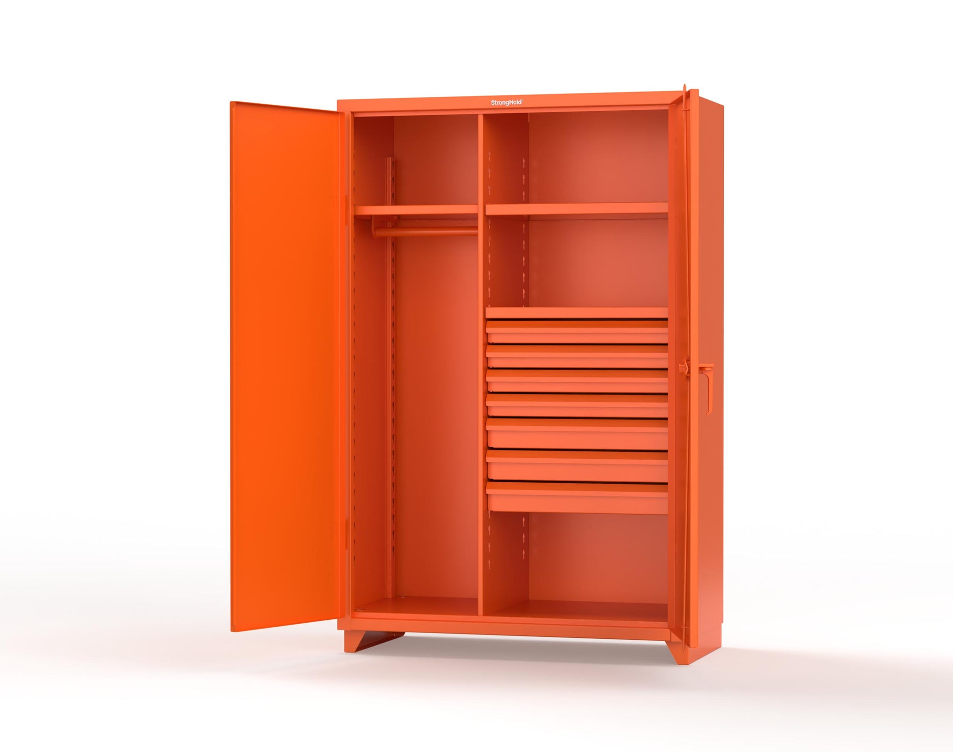 Extra Heavy Duty 14 GA Uniform Cabinet with 7 Drawers, 3 Shelves - 48 In. W x 24 In. D x 75 In. H - 46-W-243-7DB-L-2009