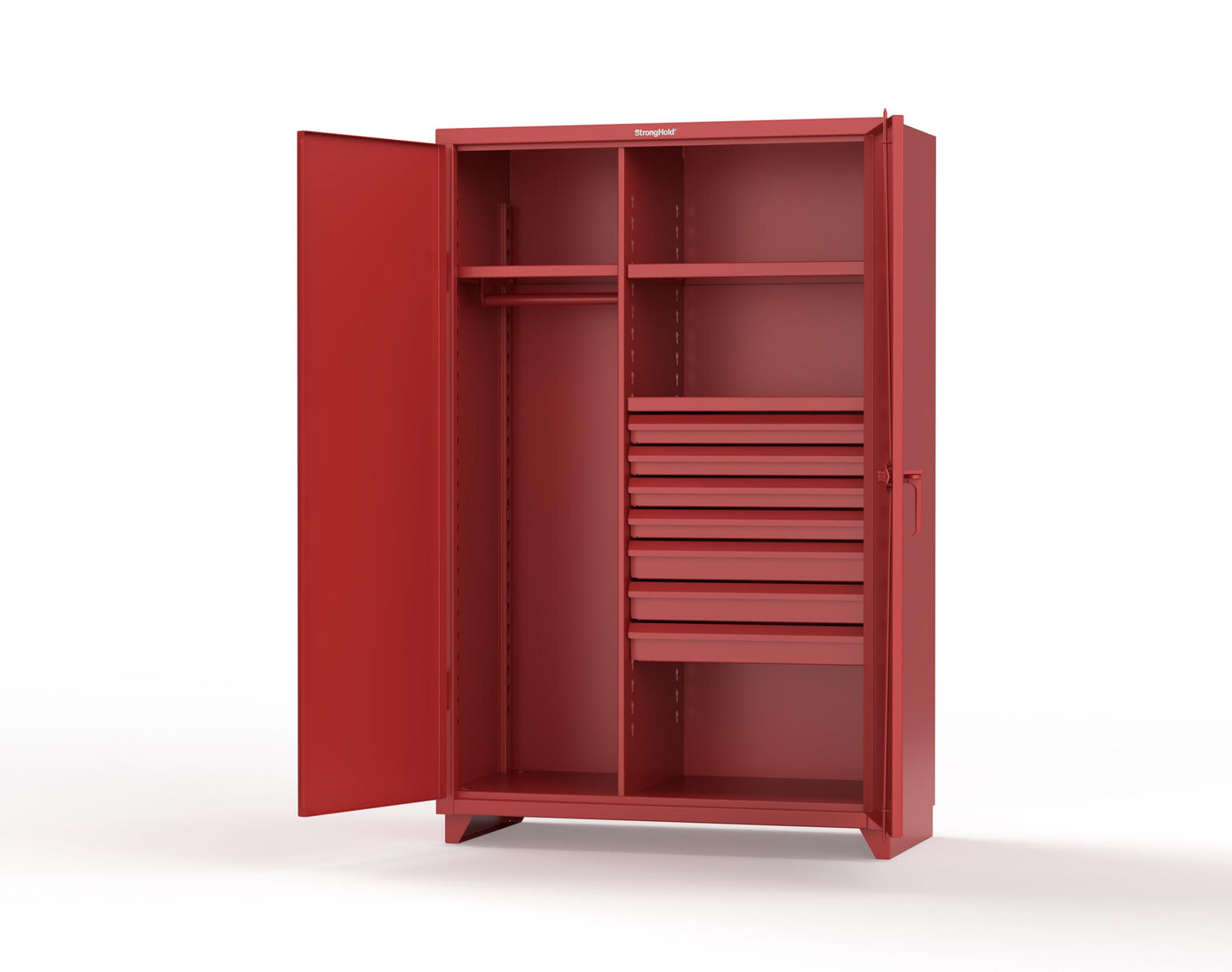Extra Heavy Duty 14 GA Uniform Cabinet with 7 Drawers, 3 Shelves - 48 In. W x 24 In. D x 75 In. H - 46-W-243-7DB-L-3001
