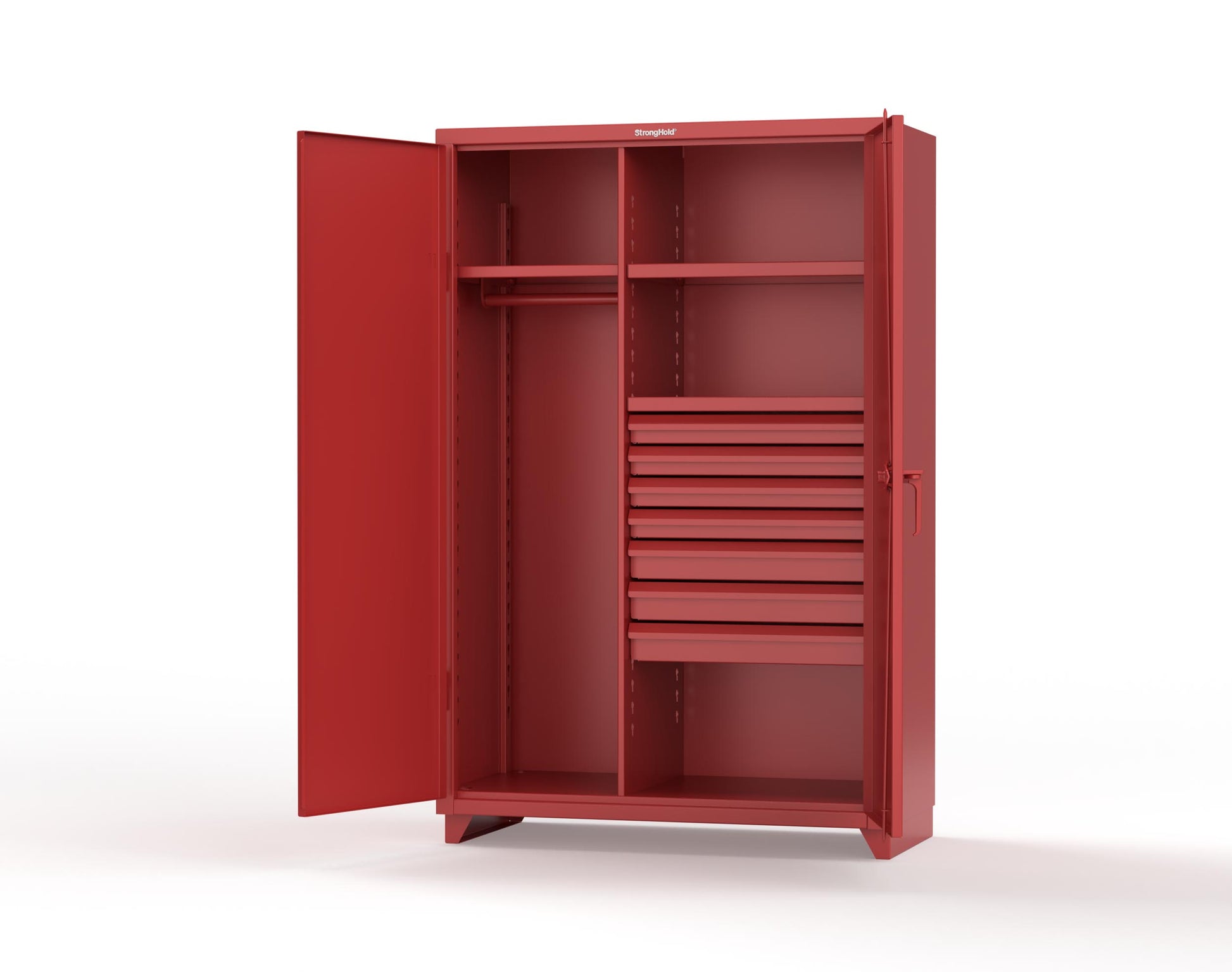 Extra Heavy Duty 14 GA Uniform Cabinet with 7 Drawers, 3 Shelves - 48 In. W x 24 In. D x 75 In. H - 46-W-243-7DB-L-3001