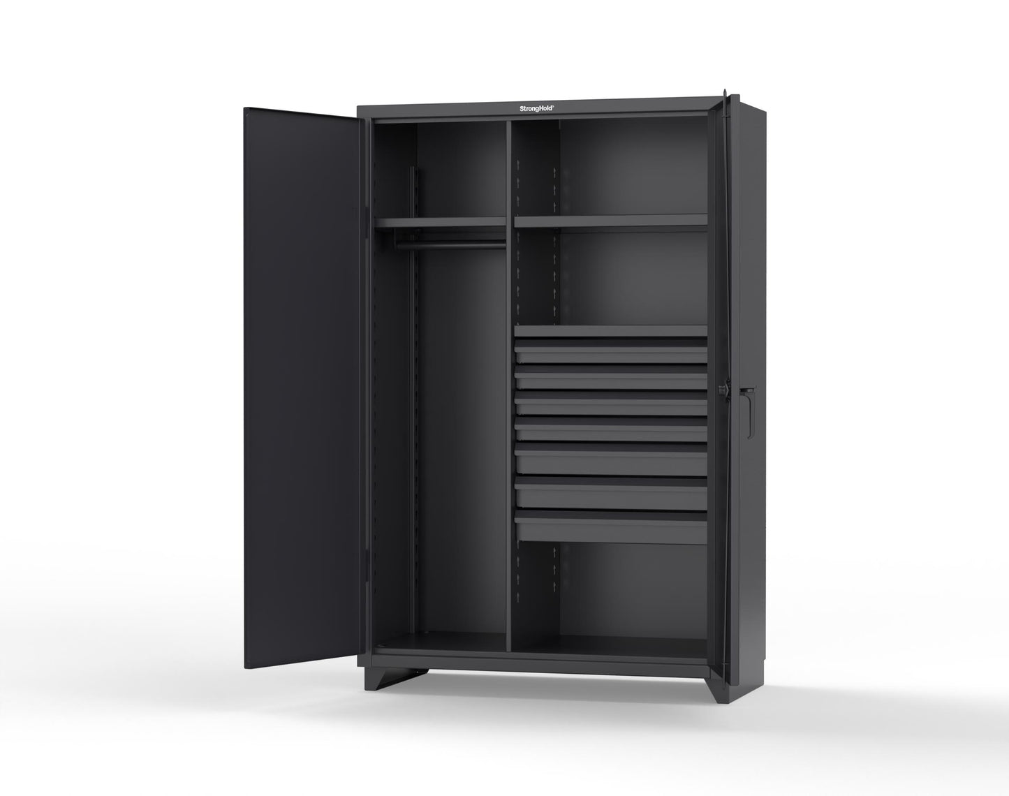 Extra Heavy Duty 14 GA Uniform Cabinet with 7 Drawers, 3 Shelves - 48 In. W x 24 In. D x 75 In. H - 46-W-243-7DB-L-9005