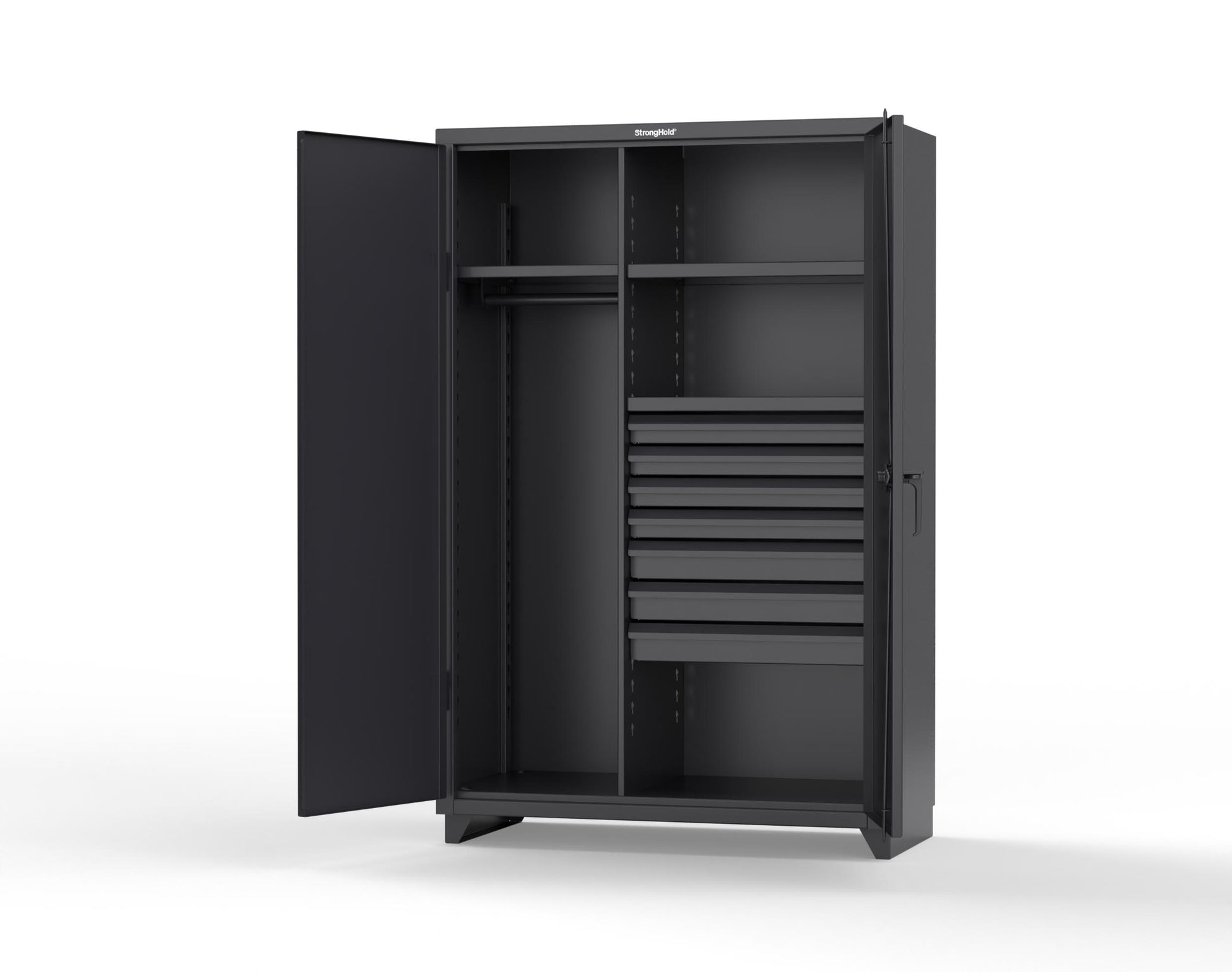 Extra Heavy Duty 14 GA Uniform Cabinet with 7 Drawers, 3 Shelves - 48 In. W x 24 In. D x 75 In. H - 46-W-243-7DB-L-9005