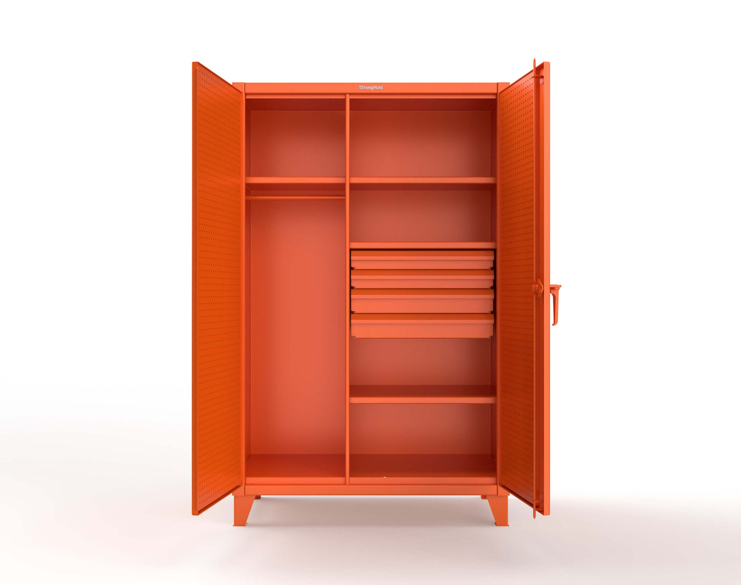 Extreme Duty 12 GA Uniform Cabinet with 4 Drawers, Pegboard, 4 Shelves - 48 In. W x 24 In. D x 78 In. H - 46-W-244-4DB-PB-2009