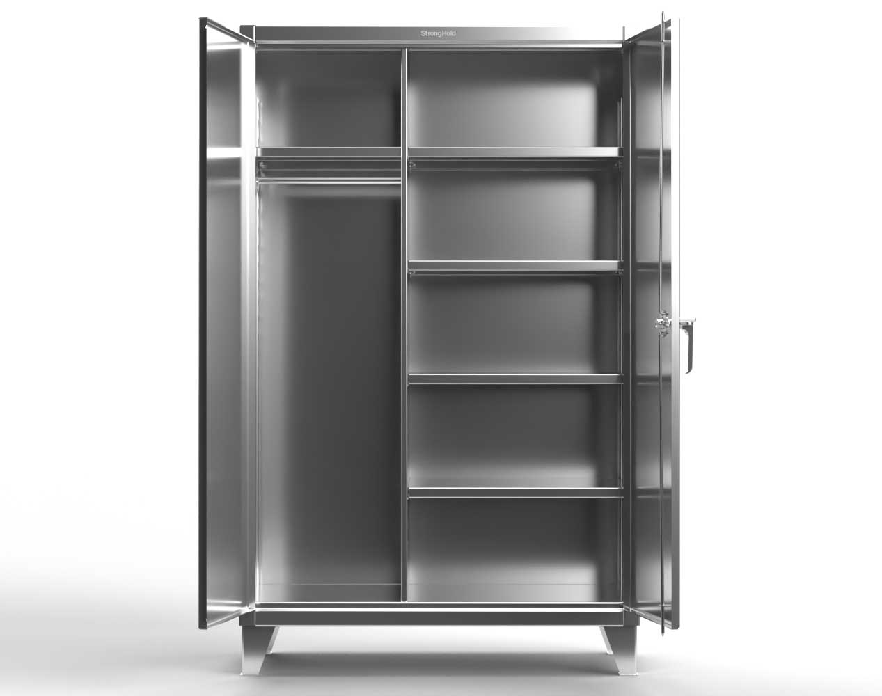 Extreme Duty 12 GA Stainless Steel Uniform Cabinet with 5 Shelves - 72 In. W x 24 In. D x 78 In. H