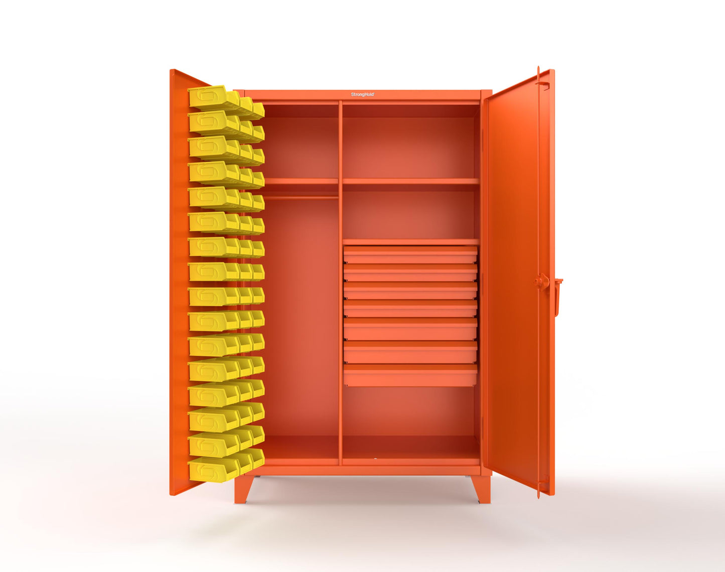Extreme Duty 12 GA Uniform Cabinet with 48 Bins, 7 Drawers, 3 Shelves - 48 In. W x 24 In. D x 78 In. H - 46-WBD-243-7DBLD-2009