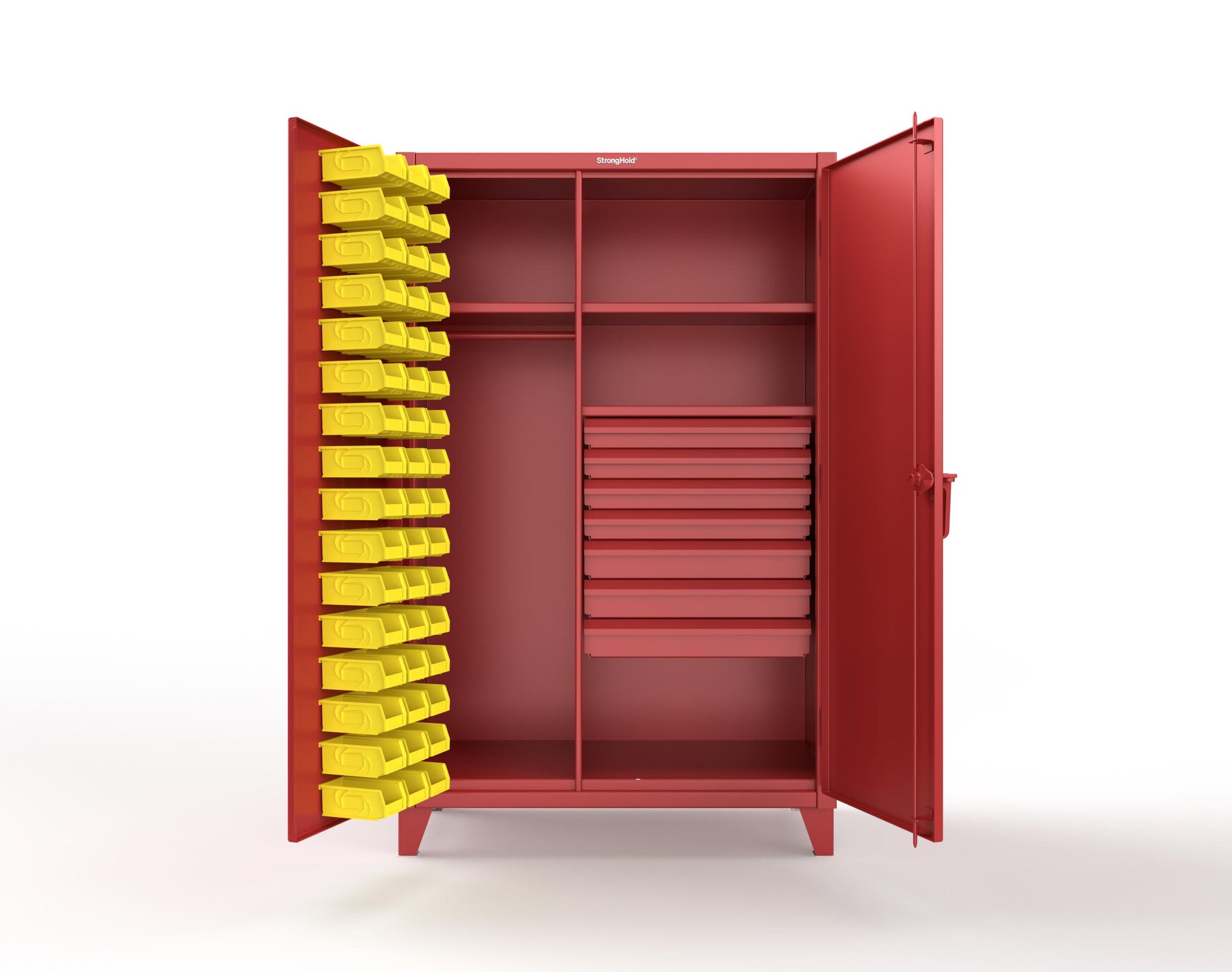 Extreme Duty 12 GA Uniform Cabinet with 48 Bins, 7 Drawers, 3 Shelves - 48 In. W x 24 In. D x 78 In. H - 46-WBD-243-7DBLD-3001