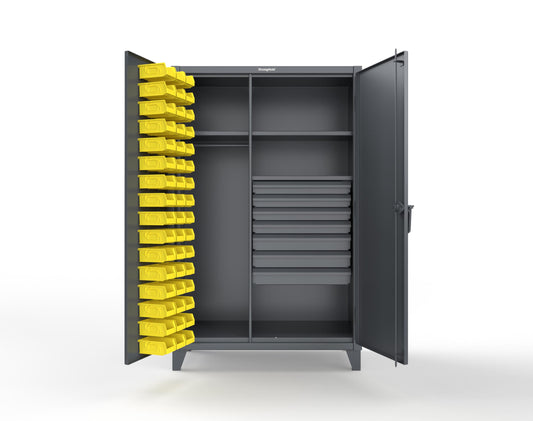 Extreme Duty 12 GA Uniform Cabinet with 48 Bins, 7 Drawers, 3 Shelves - 48 In. W x 24 In. D x 78 In. H - 46-WBD-243-7DBLD-7024