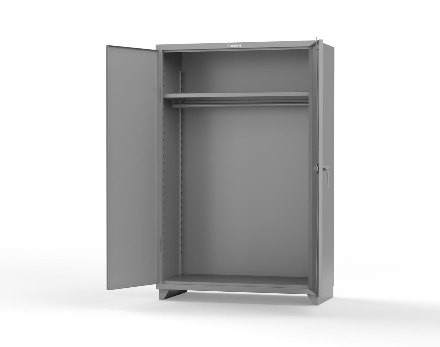 Extra Heavy Duty 14 GA Uniform Cabinet with Hanger Rod, 1 Shelf - 48 In. W x 24 In. D x 75 In. H - 46-WR-241-L-7037