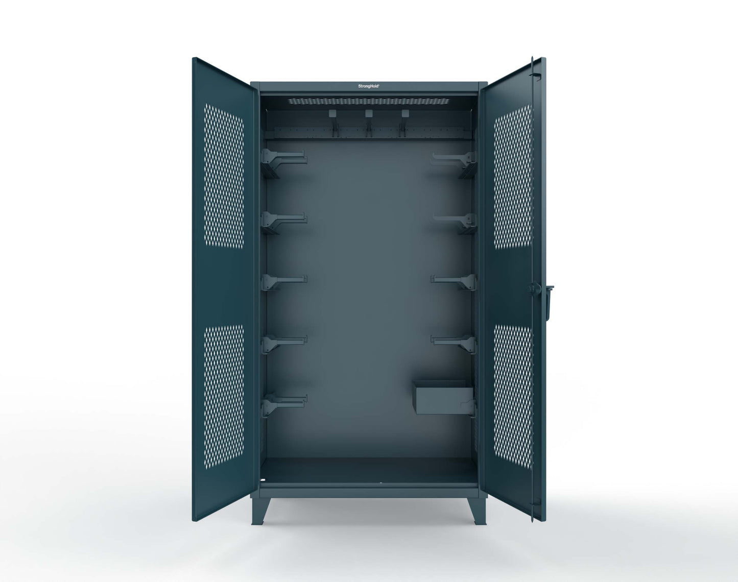 Extreme Duty 12 GA Rigging Cabinet with Ventilated Doors with Short & Long Hangers - 48 in. W x 24 in. D x 90 in. H - 47-VBS-240-21H-5001