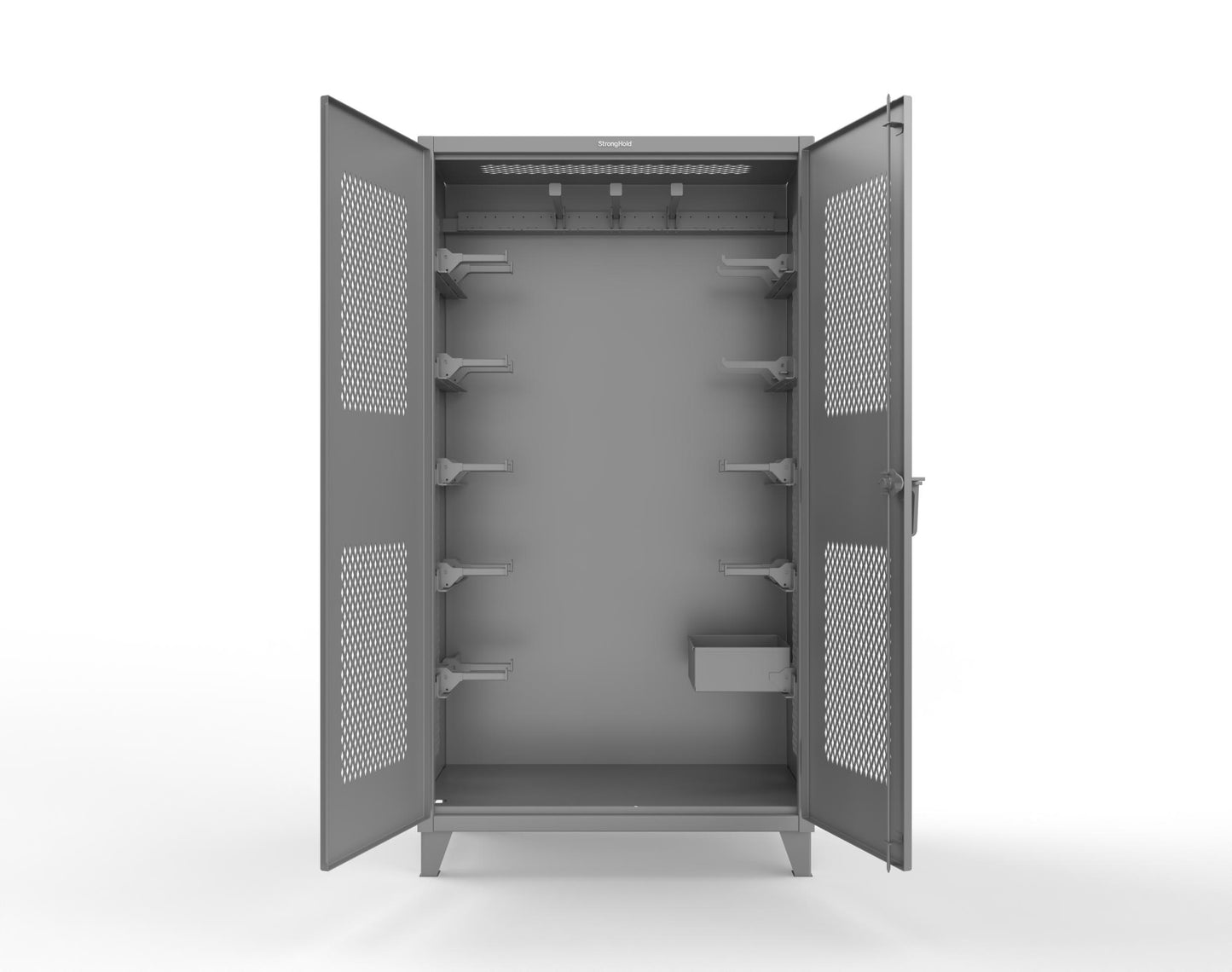 Extreme Duty 12 GA Rigging Cabinet with Ventilated Doors with Short & Long Hangers - 48 in. W x 24 in. D x 90 in. H - 47-VBS-240-21H-7037