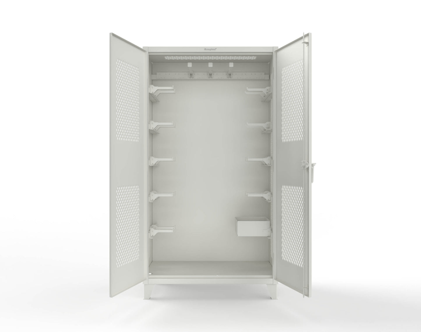 Extreme Duty 12 GA Rigging Cabinet with Ventilated Doors with Short & Long Hangers - 48 in. W x 24 in. D x 90 in. H - 47-VBS-240-21H-9003