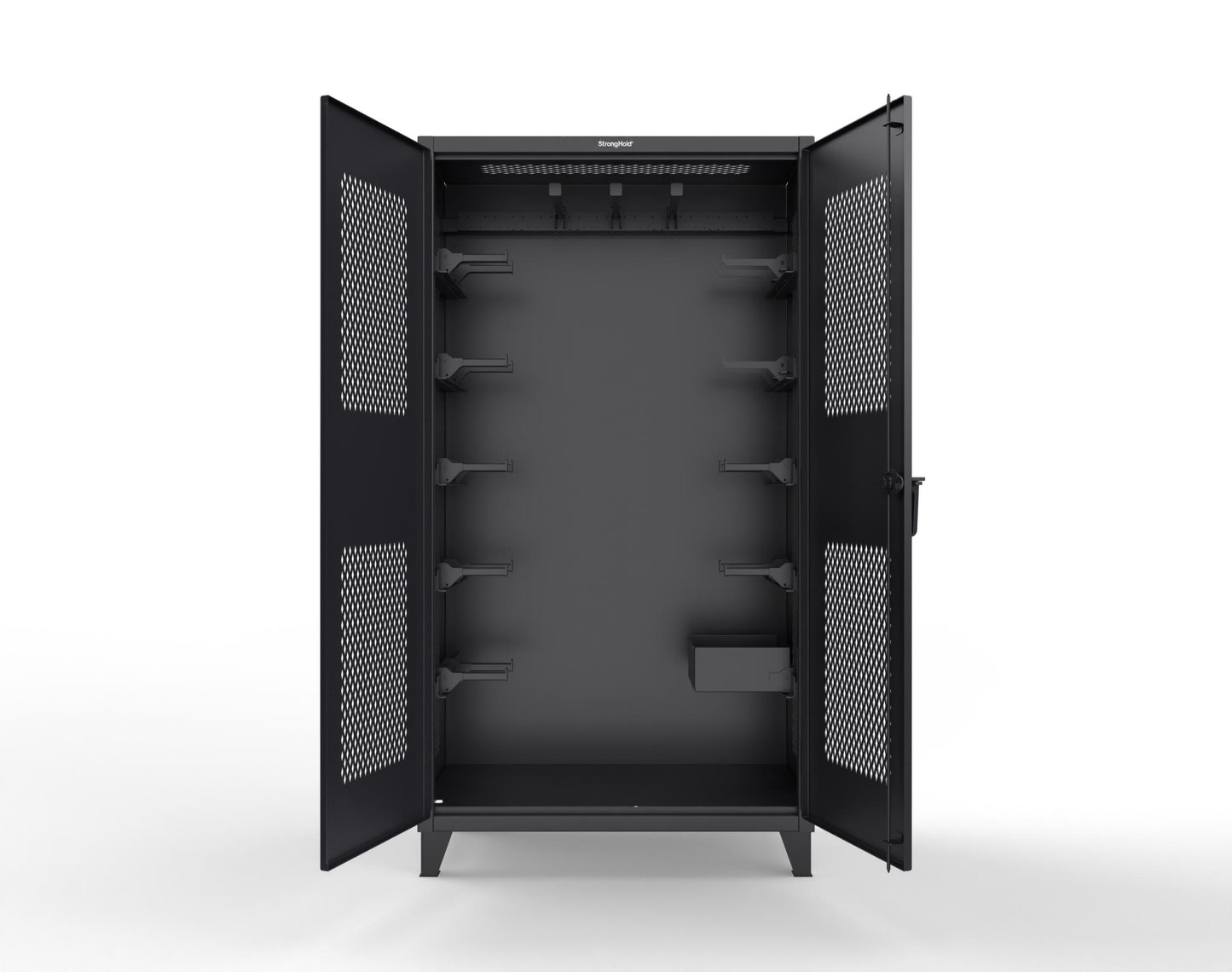 Extreme Duty 12 GA Rigging Cabinet with Ventilated Doors with Short & Long Hangers - 48 in. W x 24 in. D x 90 in. H - 47-VBS-240-21H-9005