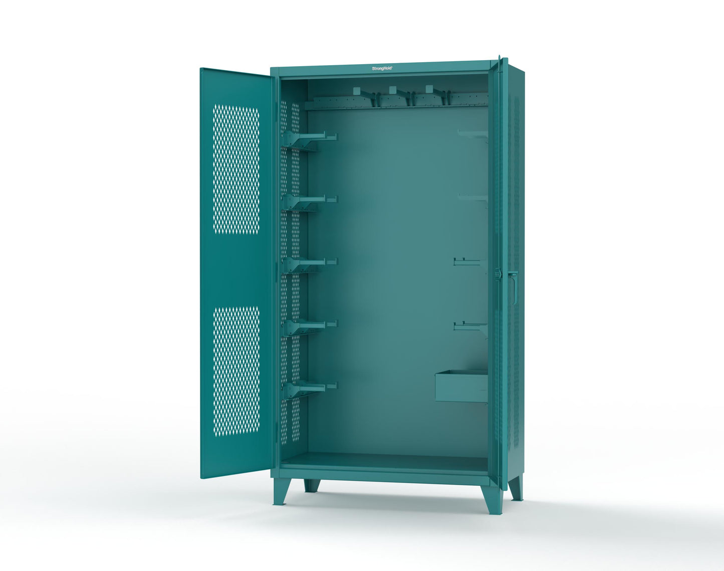 Extreme Duty 12 GA Rigging Cabinet with Ventilated Doors with Short & Long Hangers - 48 in. W x 24 in. D x 90 in. H - 47-VBS-240-21H-5021