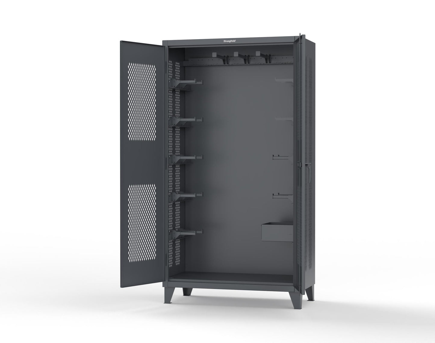 Extreme Duty 12 GA Rigging Cabinet with Ventilated Doors with Short & Long Hangers - 48 in. W x 24 in. D x 90 in. H - 47-VBS-240-21H-7024