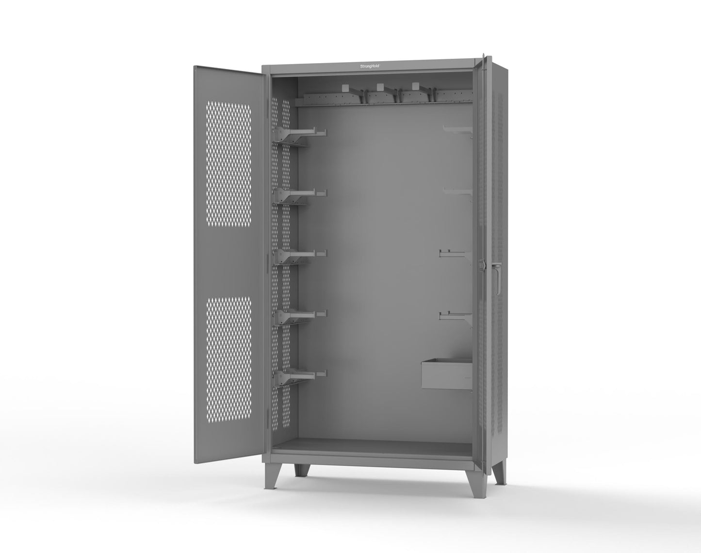 Extreme Duty 12 GA Rigging Cabinet with Ventilated Doors with Short & Long Hangers - 48 in. W x 24 in. D x 90 in. H - 47-VBS-240-21H-7037