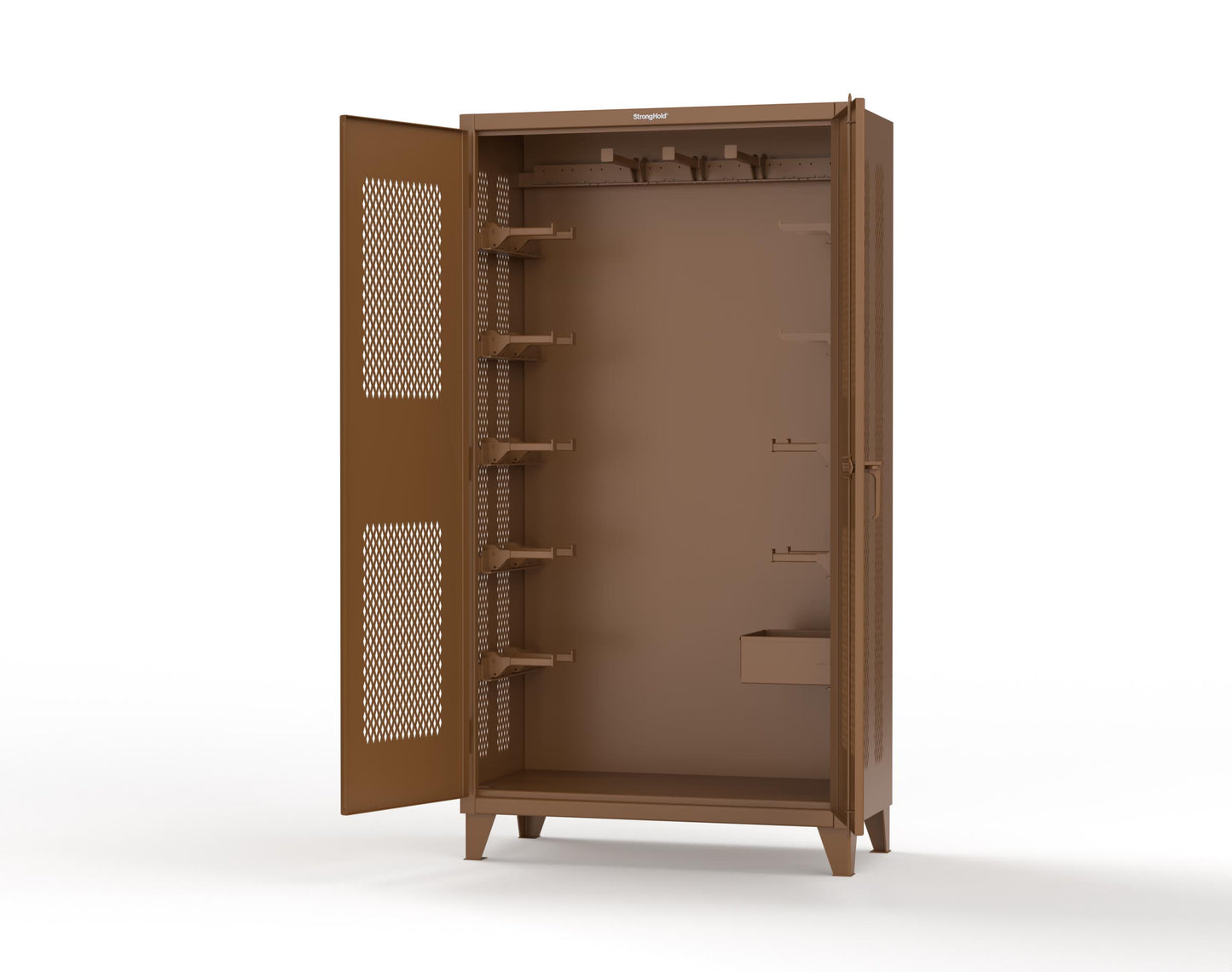 Extreme Duty 12 GA Rigging Cabinet with Ventilated Doors with Short & Long Hangers - 48 in. W x 24 in. D x 90 in. H - 47-VBS-240-21H-8008
