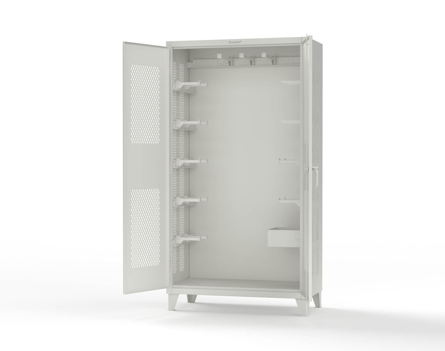 Extreme Duty 12 GA Rigging Cabinet with Ventilated Doors with Short & Long Hangers - 48 in. W x 24 in. D x 90 in. H - 47-VBS-240-21H-9003