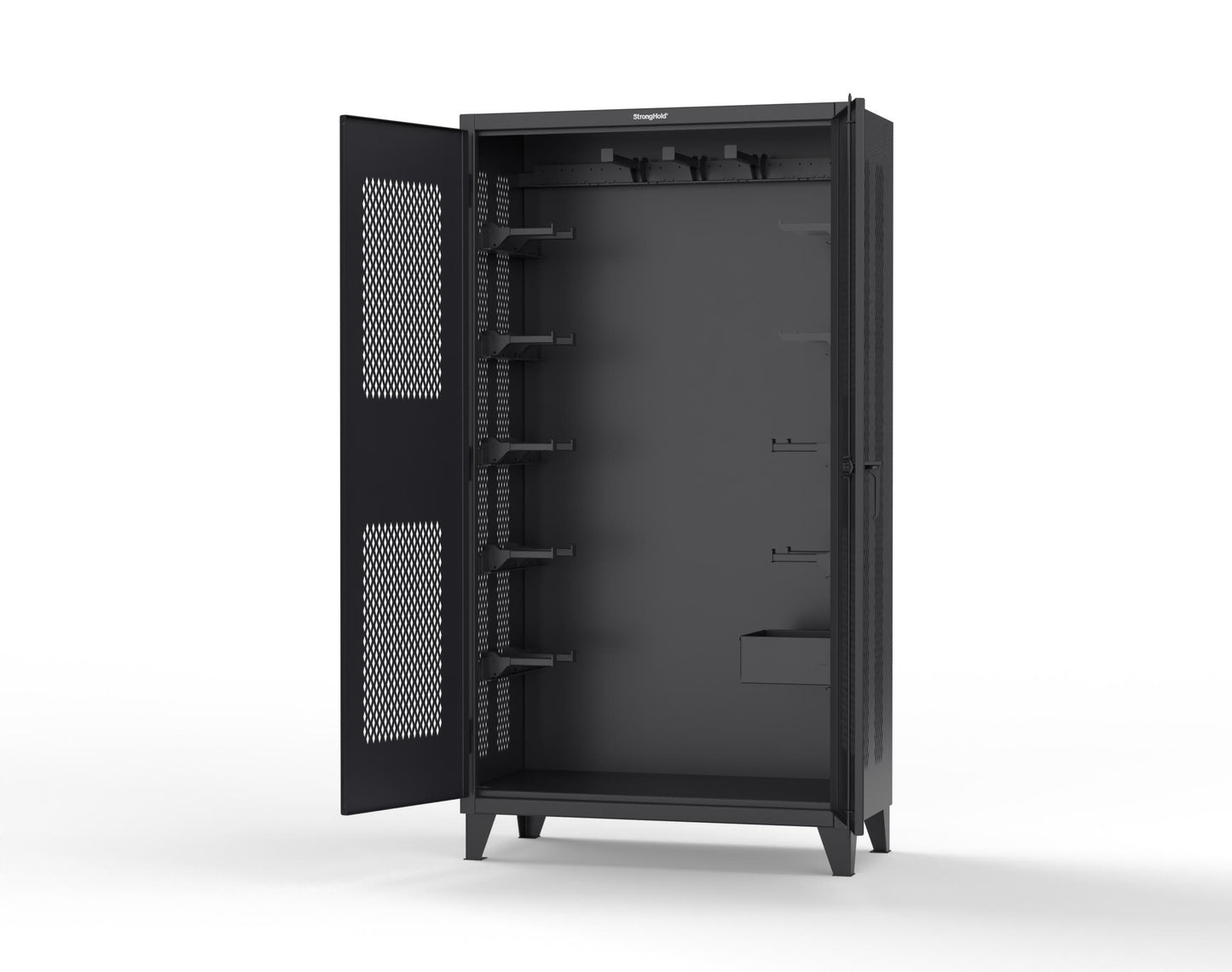 Extreme Duty 12 GA Rigging Cabinet with Ventilated Doors with Short & Long Hangers - 48 in. W x 24 in. D x 90 in. H - 47-VBS-240-21H-9005