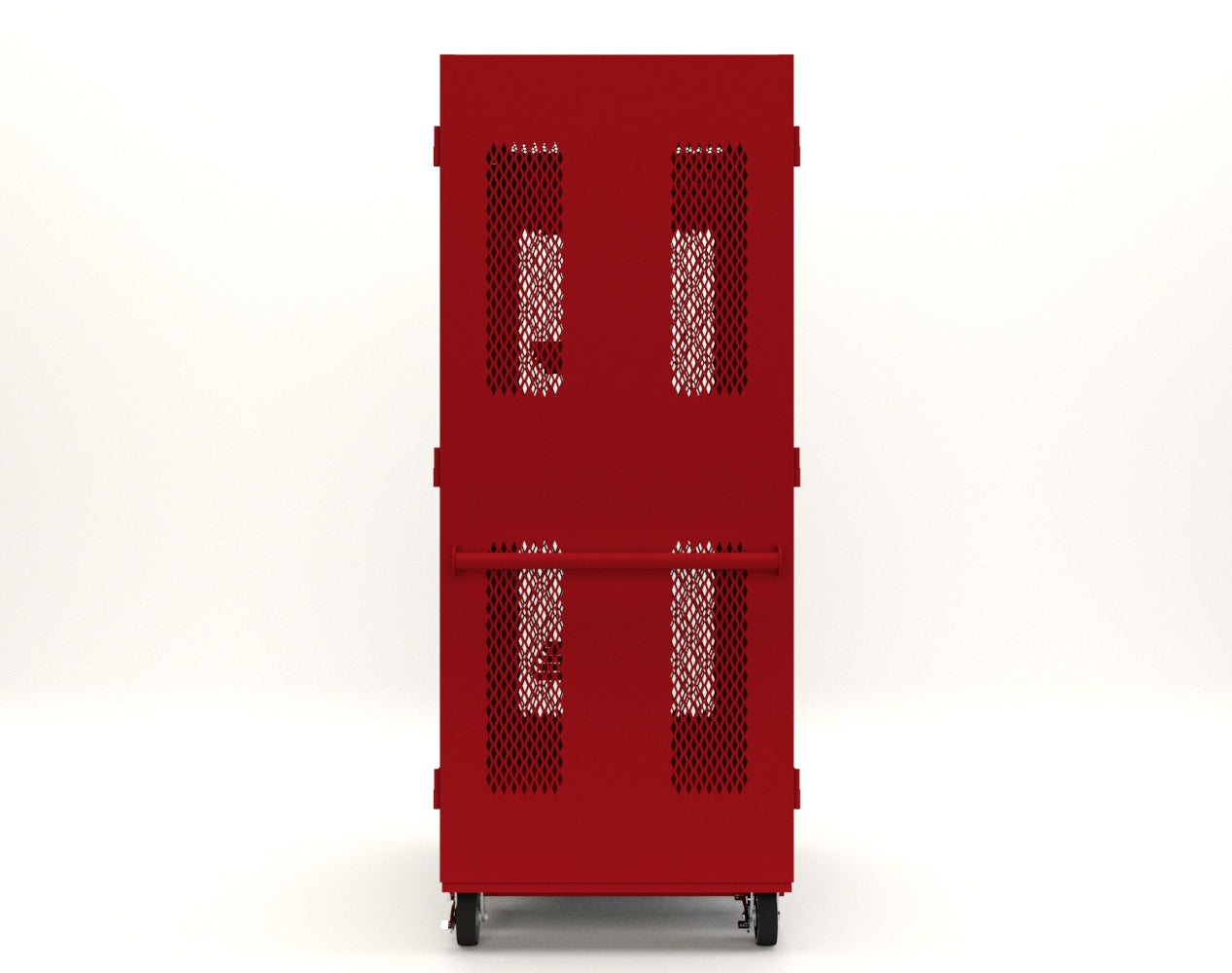 Extreme Duty 12 GA Mobile Rigging Cabinet with Ventilated Doors with Short & Long Hangers – 48 in. W x 36 in. D x 92 in. H - 47-VBS-360-24H-DBS-FLP-CA-3001