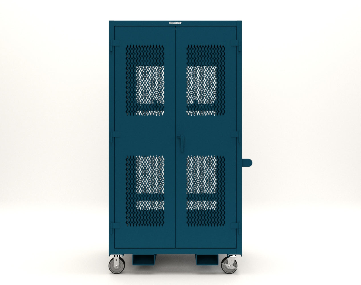 Extreme Duty 12 GA Mobile Rigging Cabinet with Ventilated Doors with Short & Long Hangers – 48 in. W x 36 in. D x 92 in. H - 47-VBS-360-24H-DBS-FLP-CA-5001